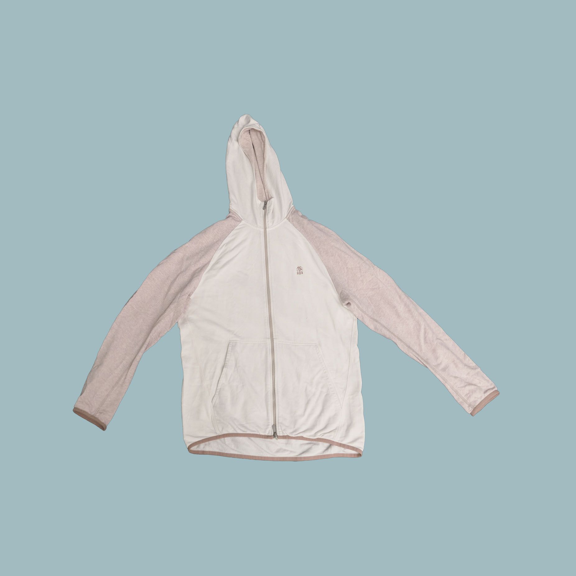 Brunello Cucinelli BRUNELLO CUCINELLI LINEN/COTTON LOGO HOODIE Size US L / EU 52-54 / 3 - 1 Thumbnail