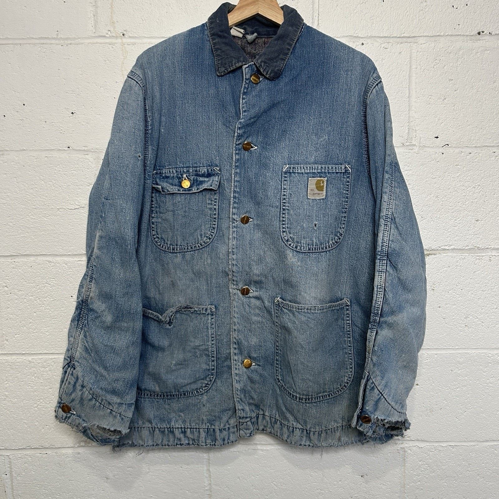 Carhartt Thrashed Vintage Carhartt Blanket-Lined Chore Coat “Denim” Size US L / EU 52-54 / 3 - 1 Thumbnail