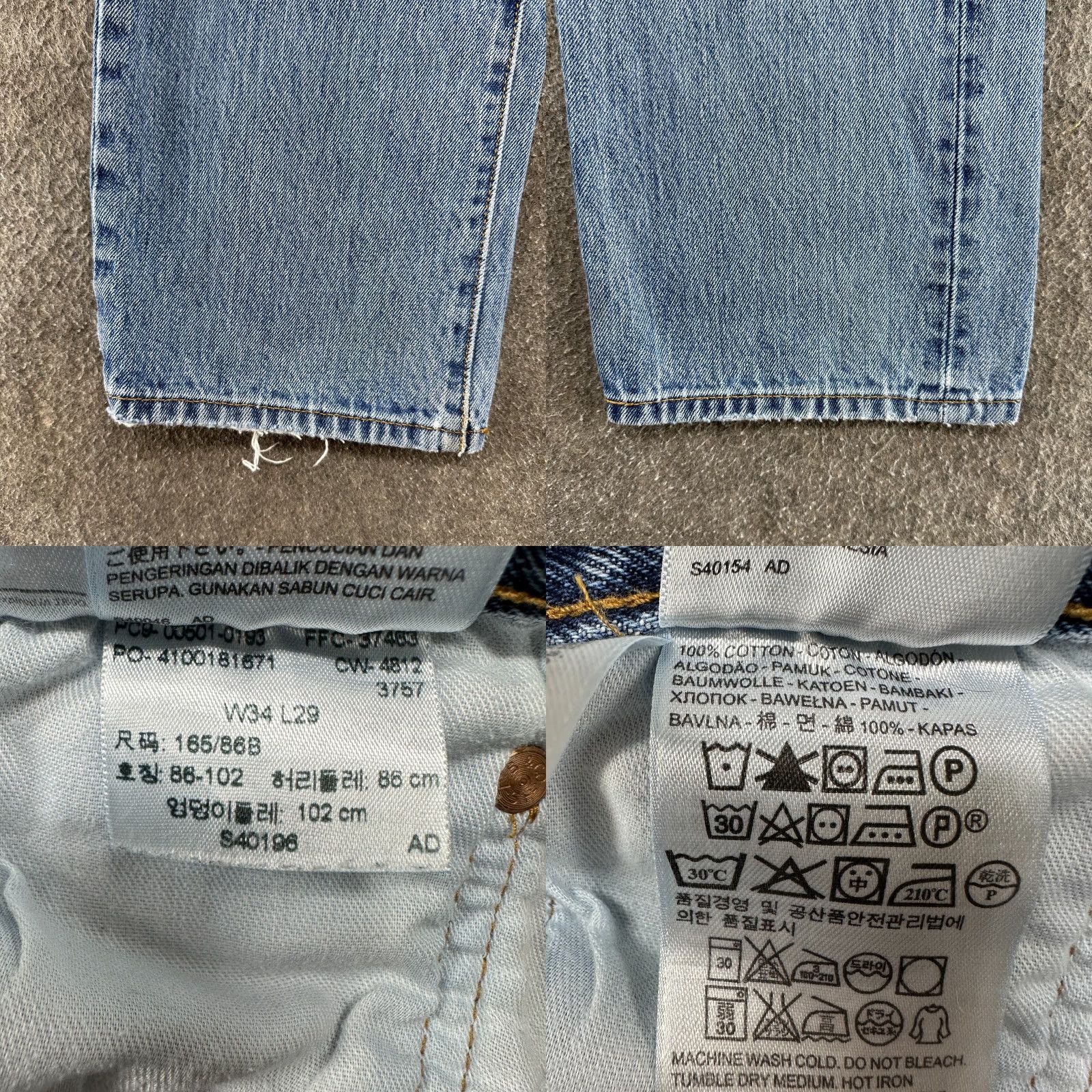 Levi's VINTAGE Levi's 501 Jeans Mens 34x29 Blue Distressed Straight Regular Fit Jeans Size US 34 / EU 50 - 8 Thumbnail