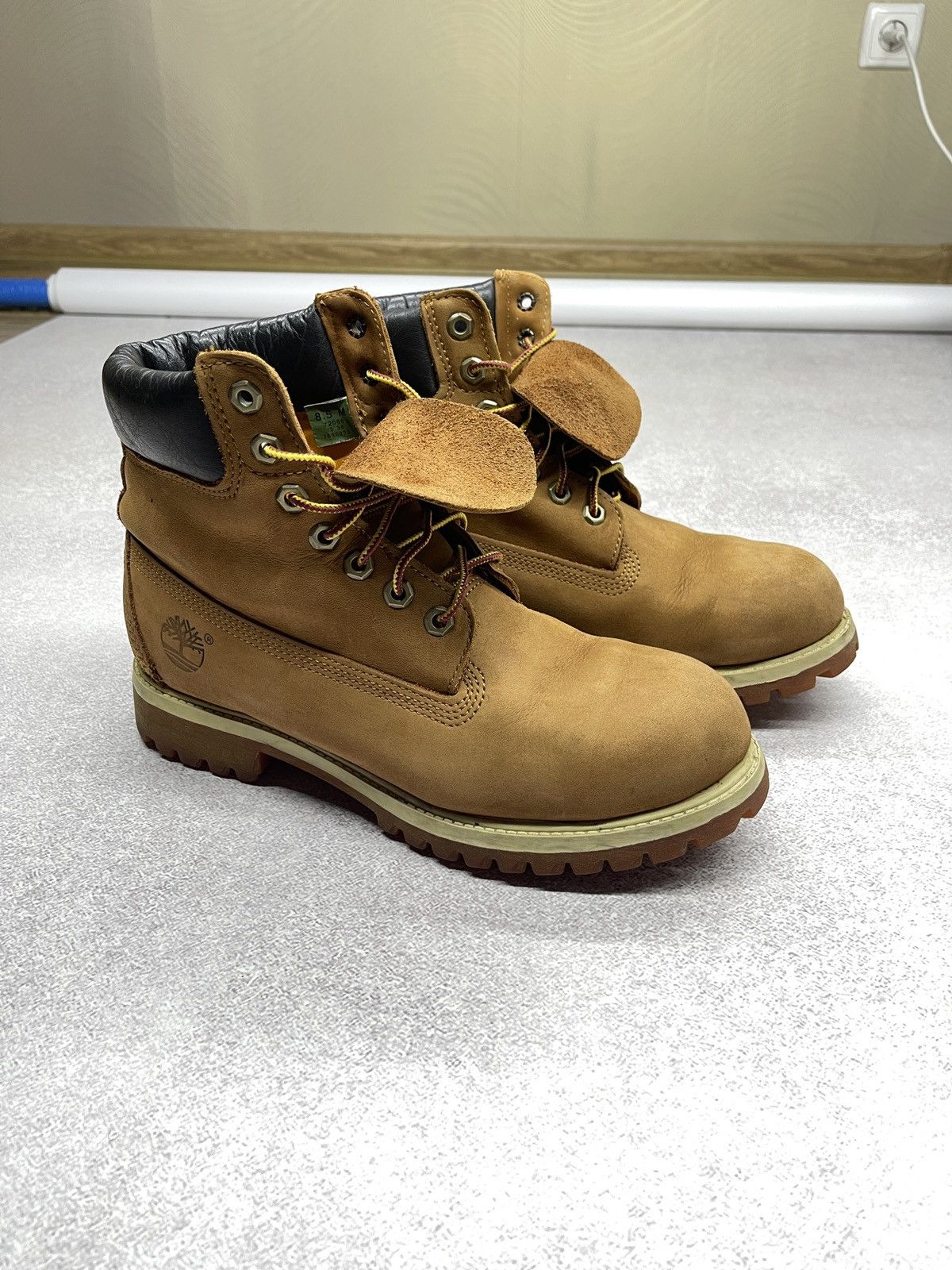 Timberland Mens Vintage Timberland Leather Boots Beige Combat Rubber Size US 8.5 / EU 41-42 - 5 Thumbnail