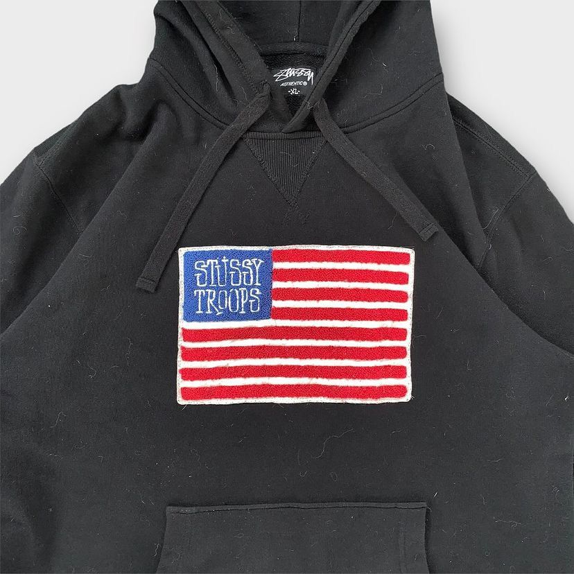 image of Stussy Hoodie Vintage Stussy Troops in Black, Men's (Size XL)