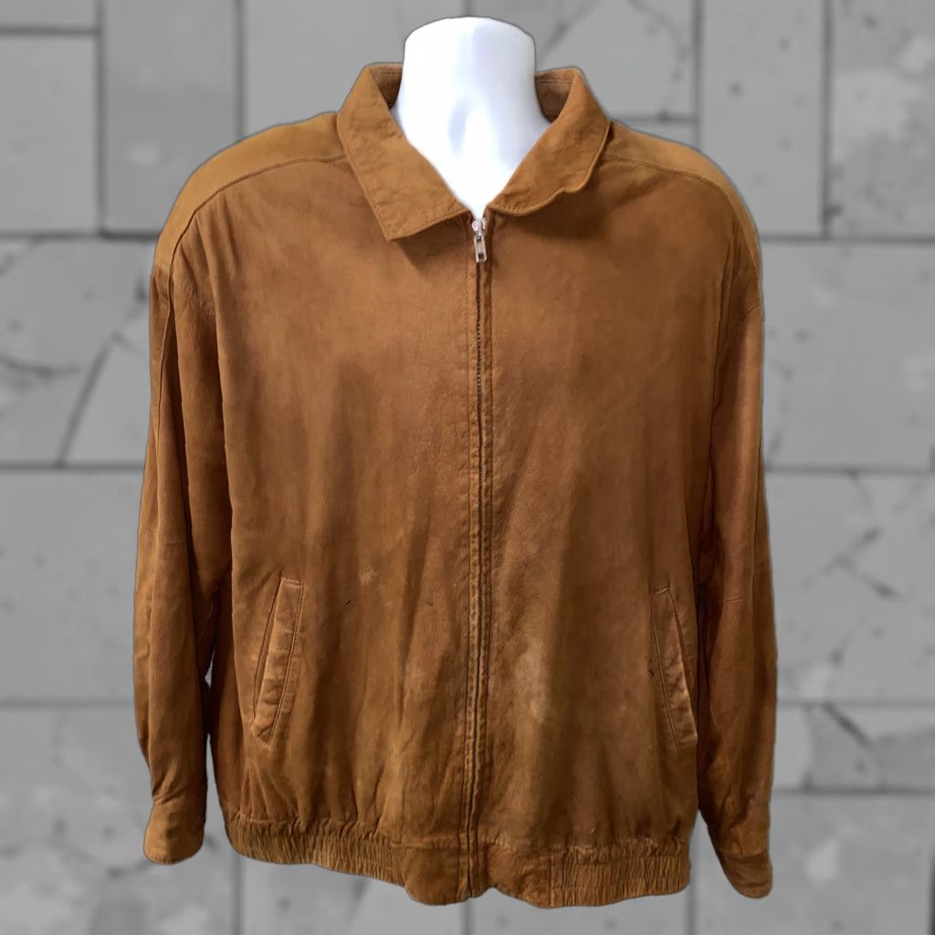Vintage Remy Leather Suede Full Zip Jacket Men Large Brown Casual Size US L / EU 52-54 / 3 - 1 Thumbnail