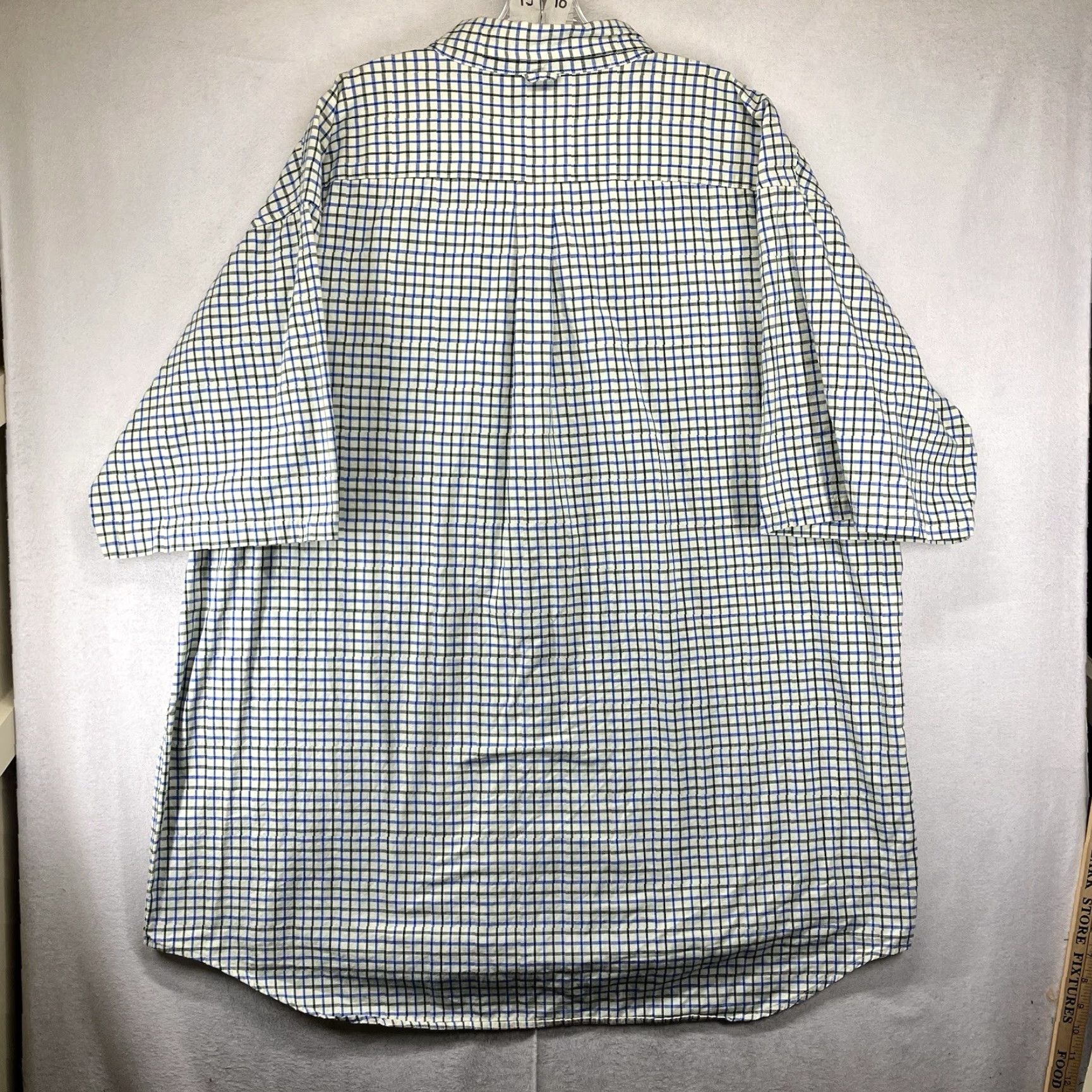 Arrow VINTAGE Arrow Button-Up Shirt 3XLT TALL Cotton Beige Blue Green Check Oxford Short Sleeve Classic 90s Mens Shirt Size US XXL / EU 58 / 5 - 2 Thumbnail
