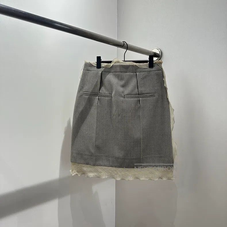 Fendi Fendi Layered Lace Hem Plaid Skirt Size 24" / US 00 / IT 34 - 2 Thumbnail