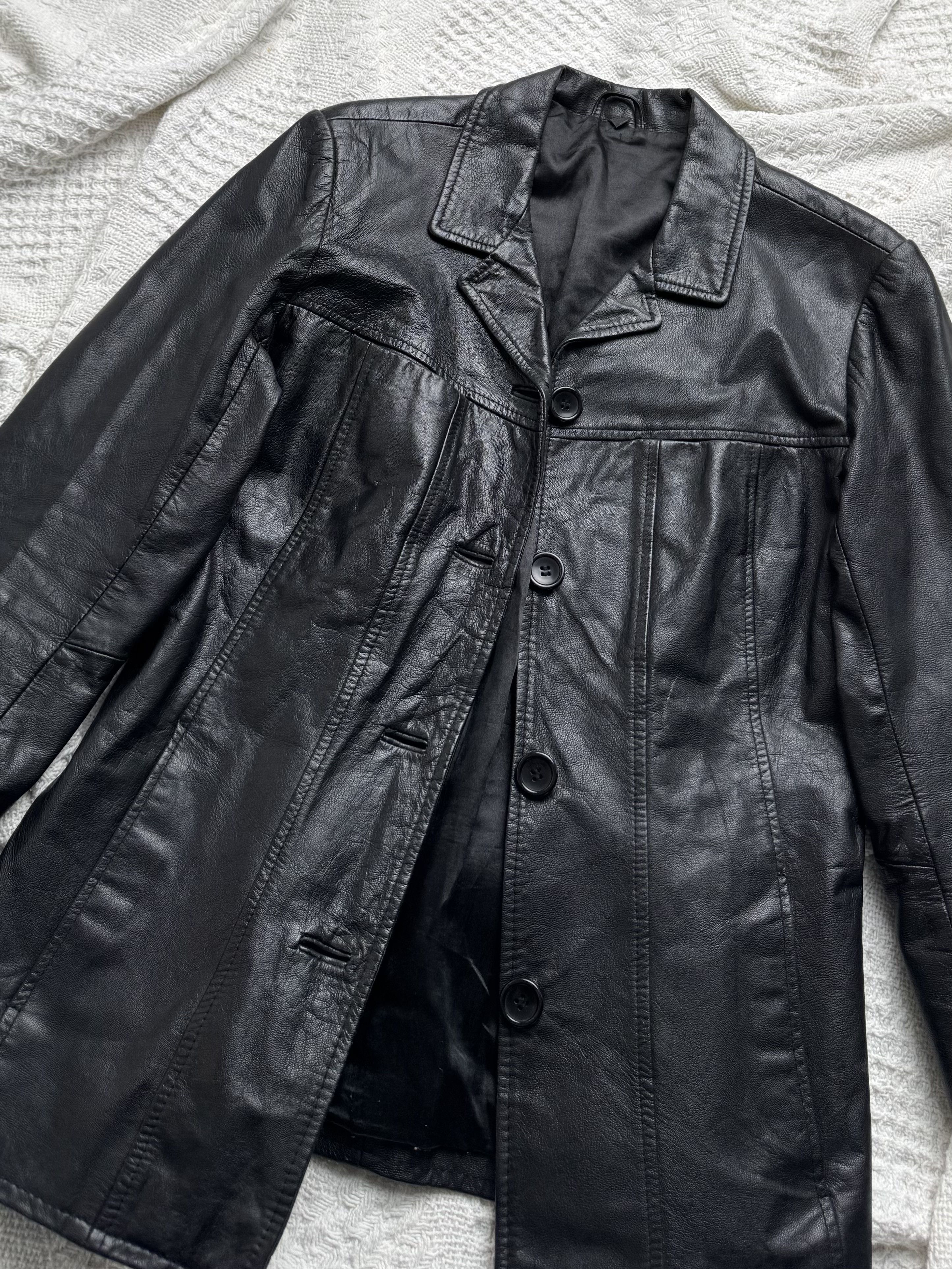 Vintage Vintage Leather Blazer Jacket Button Front Tailored Classic Size M / US 6-8 / IT 42-44 - 5 Thumbnail