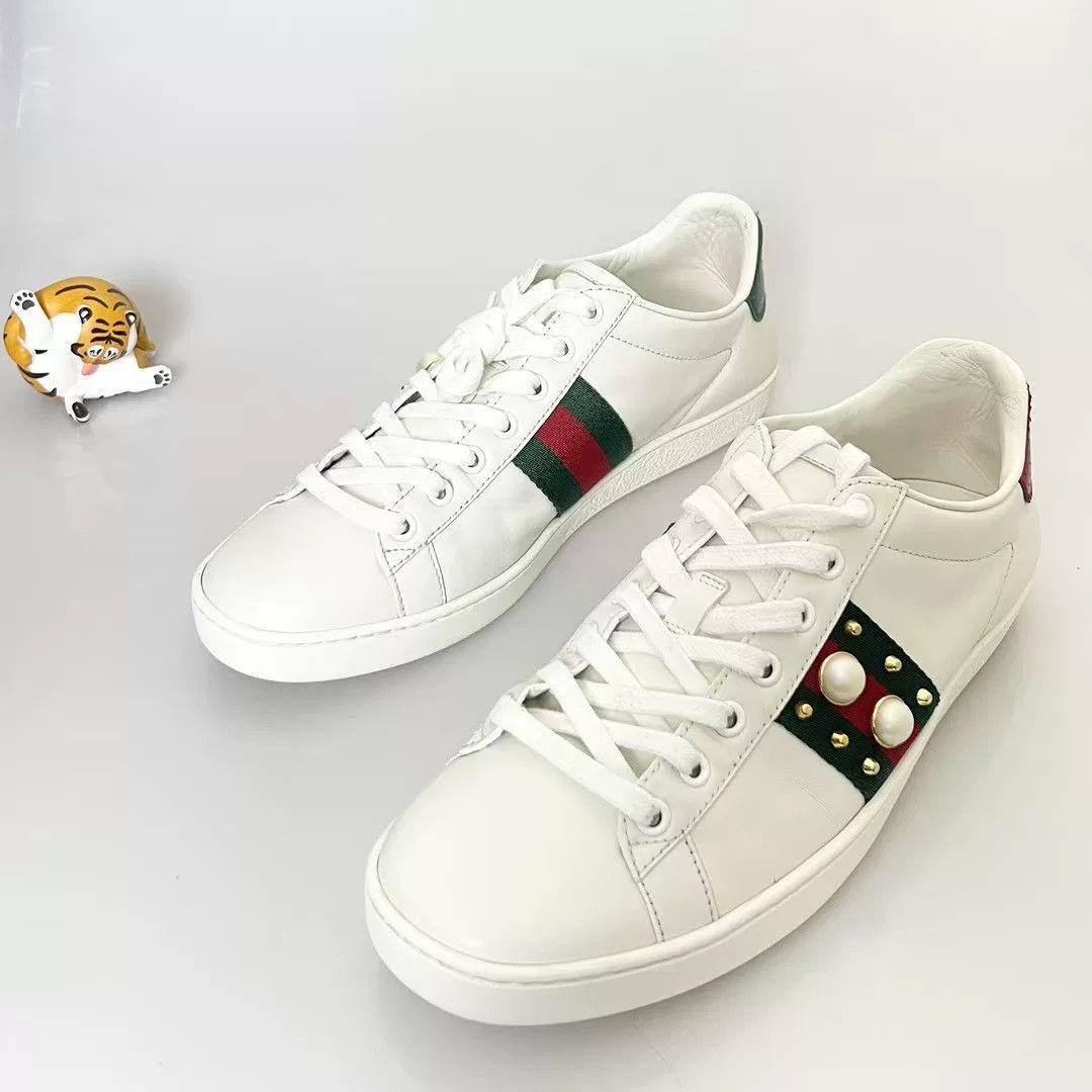 Gucci Gucci Pearl White Sneakers Size US 8 / IT 38 - 1 Thumbnail