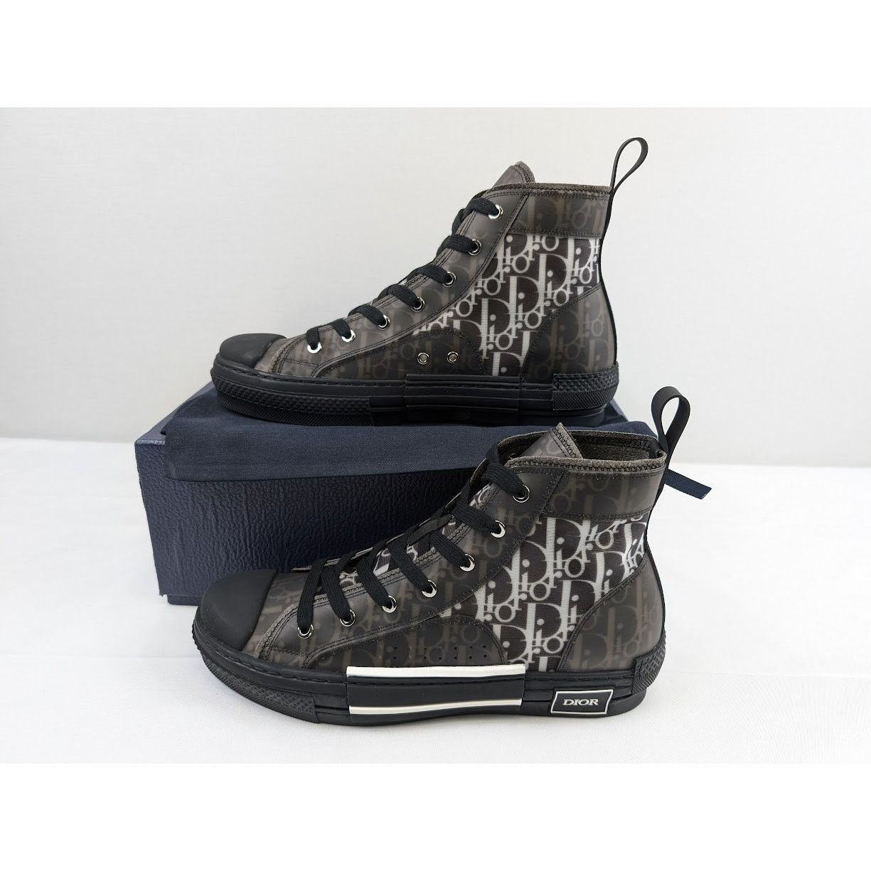 Dior o1rshd1 B23 Oblique High-Top Sneakers in Black / White Size US 12 / EU 45 - 20 Thumbnail