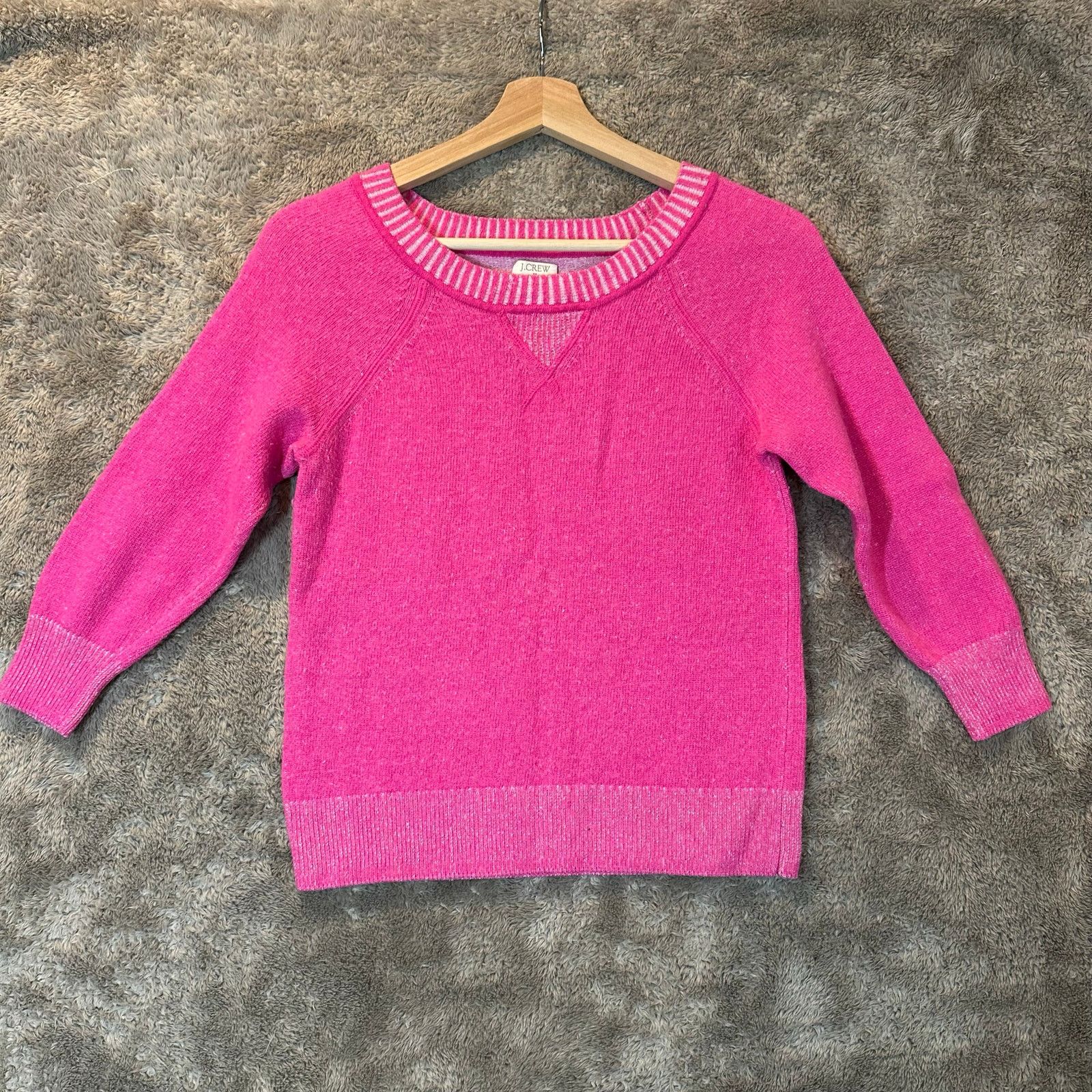 J.Crew J. Crew Pink Crewneck Plaited Sweater S Small Merino Wool Size S / US 4 / IT 40 - 1 Thumbnail