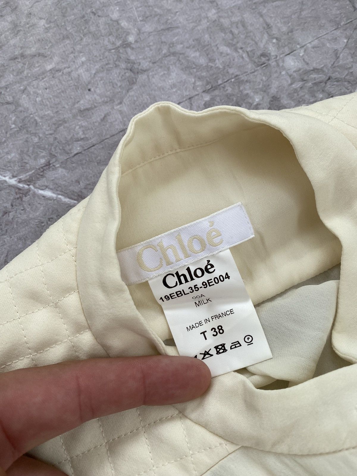 Chloe Chloe Sheer 100% Silk Blouse Long Sleeve Milk Made in France Size XS / US 0-2 / IT 36-38 - 8 Thumbnail