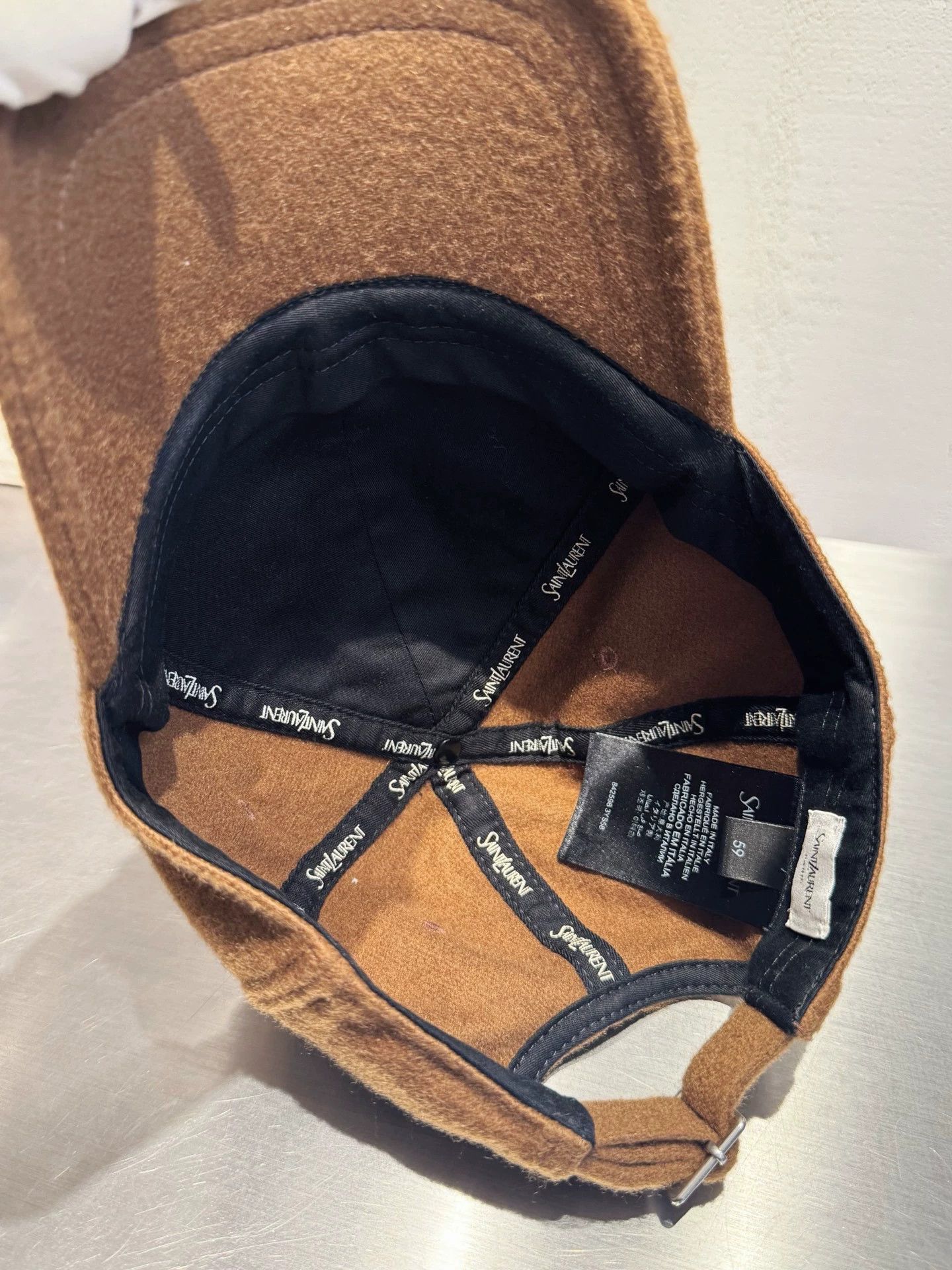 Yves Saint Laurent YSL 99 New Brown Cashmere Bucket Hat 59cm Size ONE SIZE - 4 Thumbnail