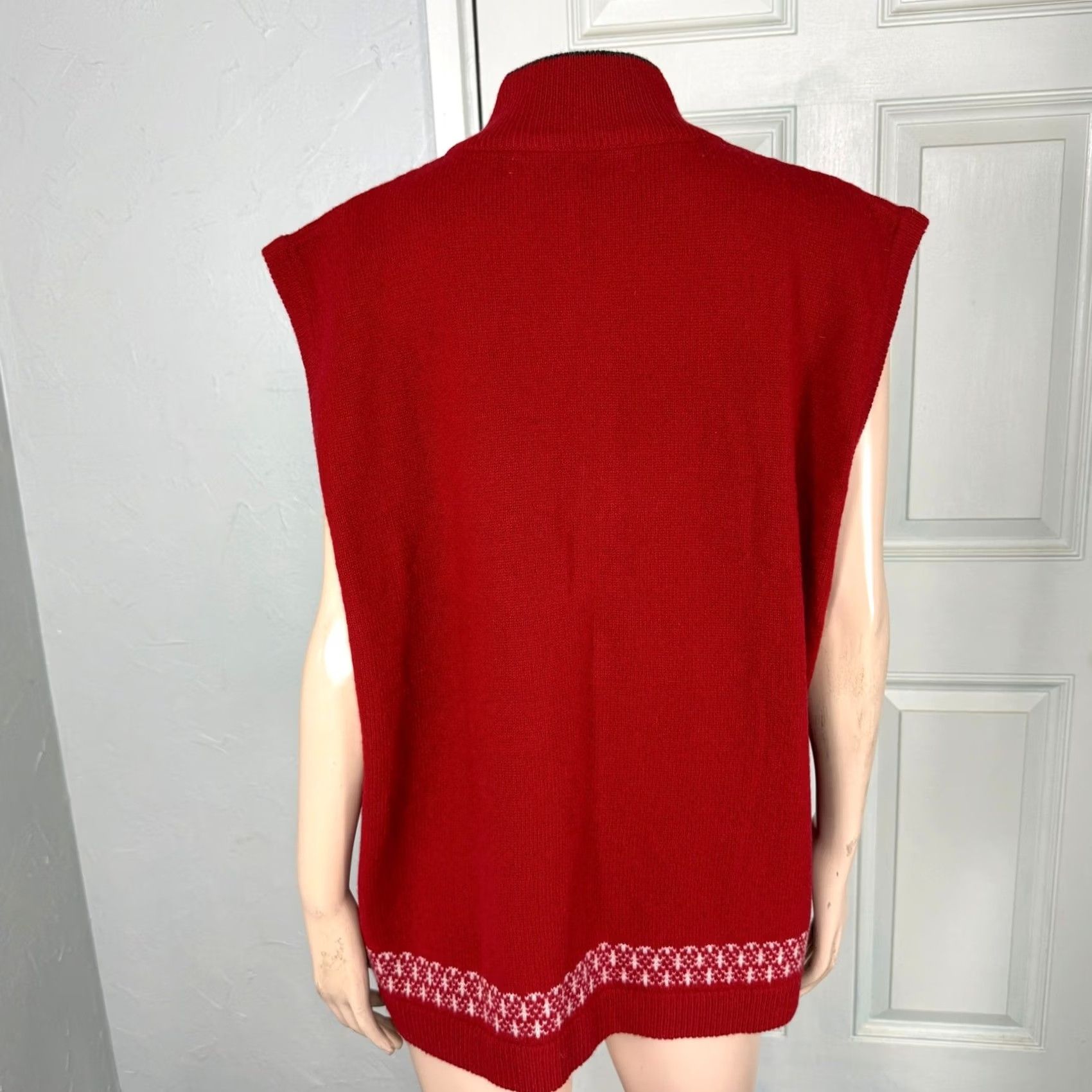 Vintage Woolrich Women's Red Sweater Vest Cardigan Deer Zip Up Knit Wool WW2 2XL XXL Size XXL / US 16-18 / IT 52-54 - 3 Thumbnail