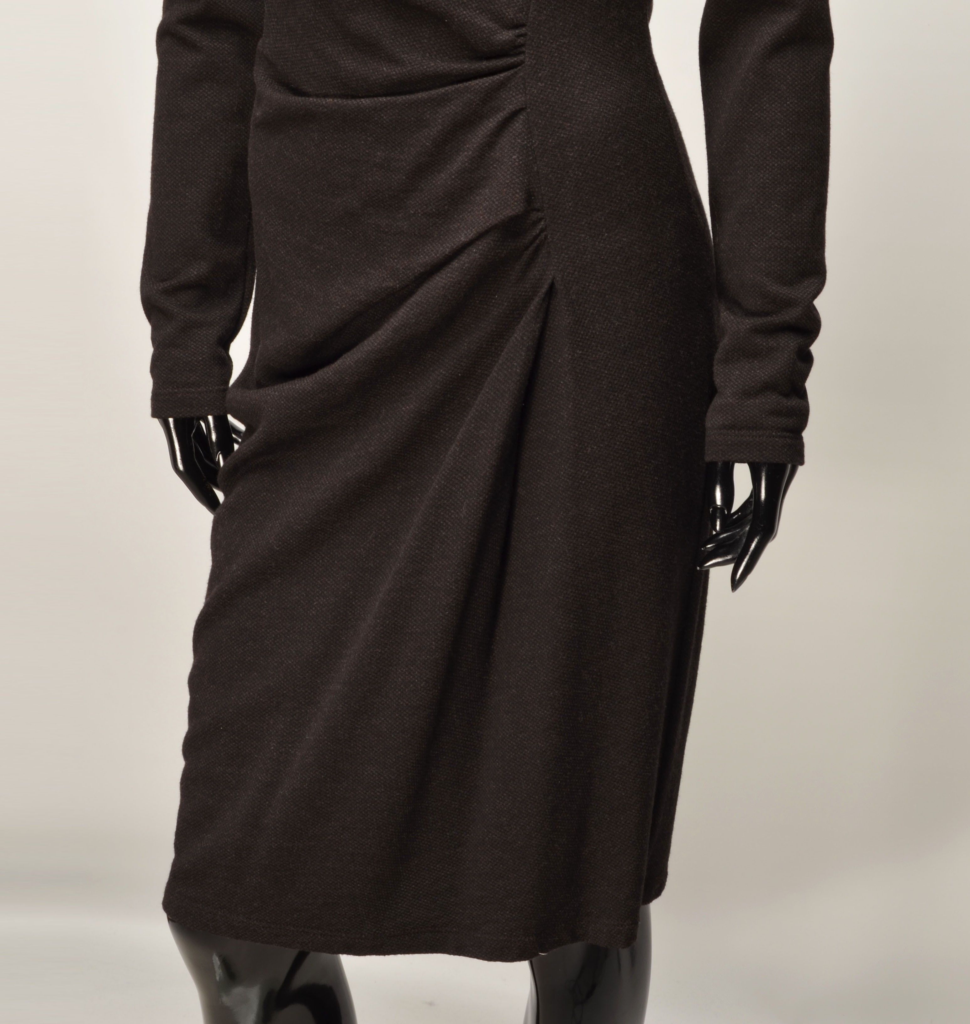 Max Mara Vintage Max Mara Draped Midi Brown Long Sleeve Dress Size M / US 6-8 / IT 42-44 - 3 Thumbnail