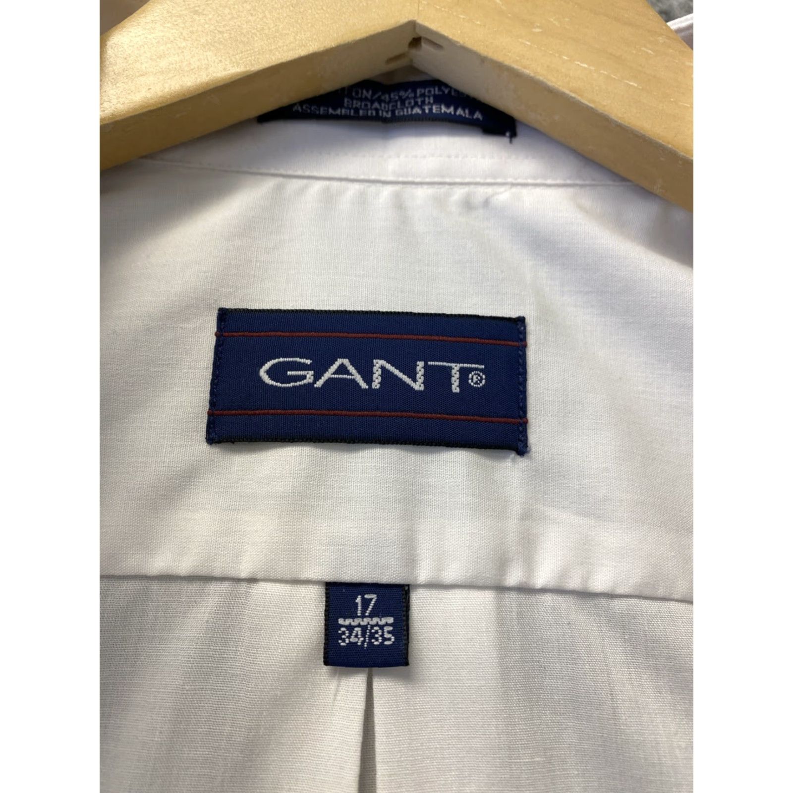 Gant GANT Button-Up Shirt Mens 17 34/35 White Cotton Polyester Button-Down Collared Long Sleeve Business Casual Travel Workwear Regular Vintage No Size US XL / EU 56 / 4 - 2 Thumbnail