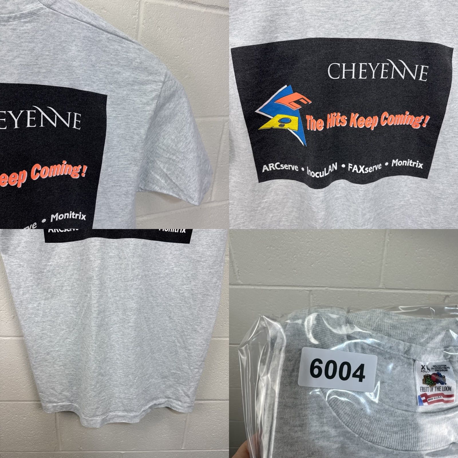 Fruit Of The Loom VINTAGE Cheyenne Software Company T Shirt XL Men Gray 90s Technology Computers Lan Network Fruit of the Loom Shirt Size US XL / EU 56 / 4 - 9 Thumbnail