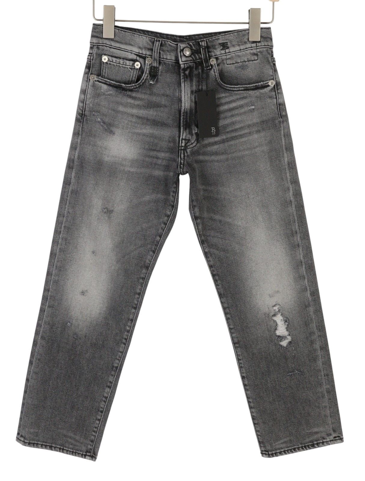 R13 BOYFRIEND 23 Vintage Grey Ripped 88188 Size 23" - 2 Thumbnail