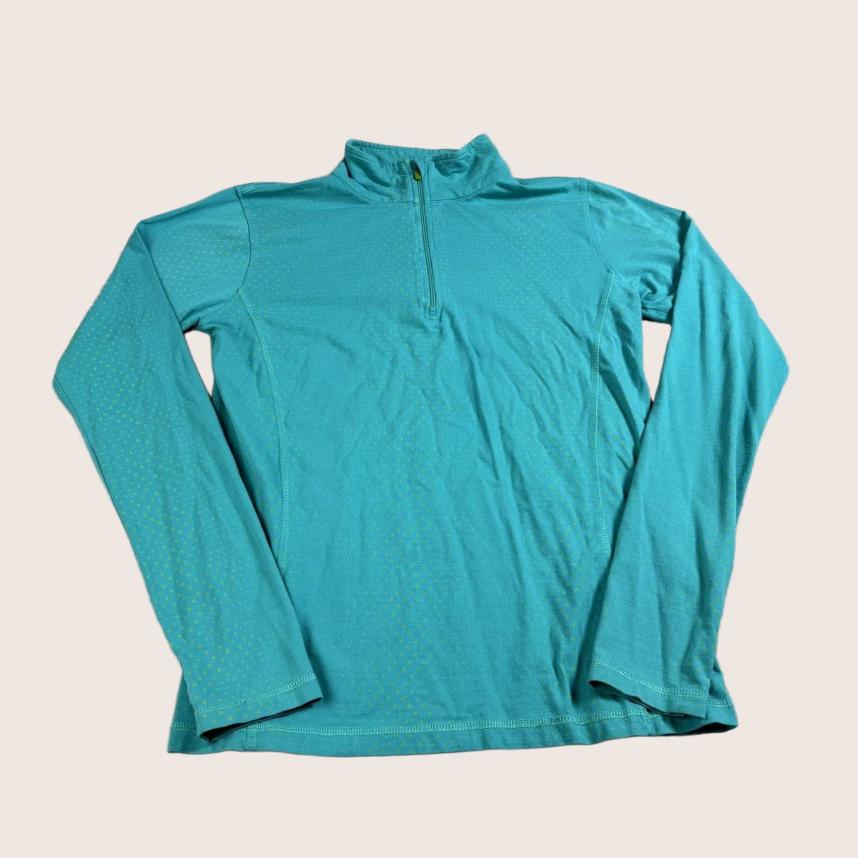 Vintage tasc Performance 1/4 Zip Shirt Women Medium Green Polka Dot Bamboo Athletic Hike Size M / US 6-8 / IT 42-44 - 1 Thumbnail