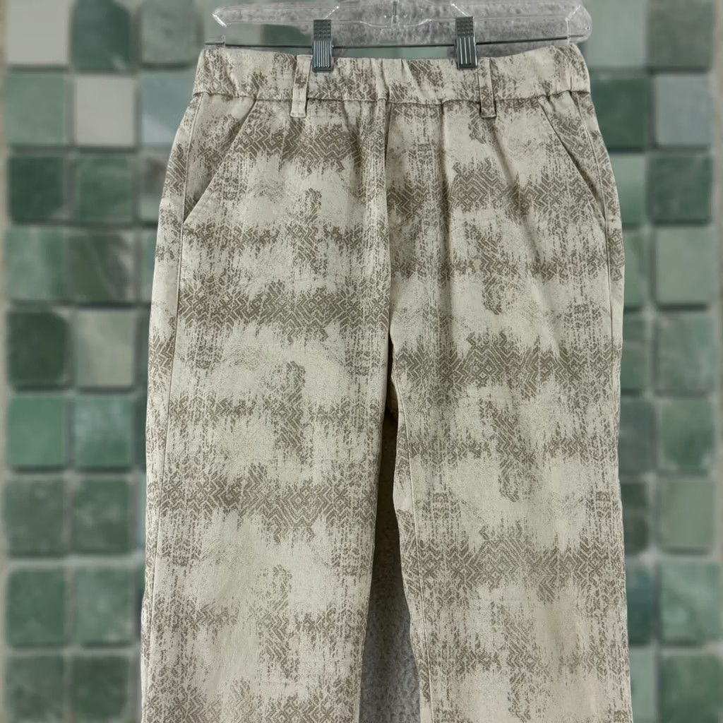 Vintage Bevy Flog Dafna Pants Womens Size 26 White Print Pull On Skinny Leg Trousers Size 26" / US 2 / IT 38 - 1 Thumbnail