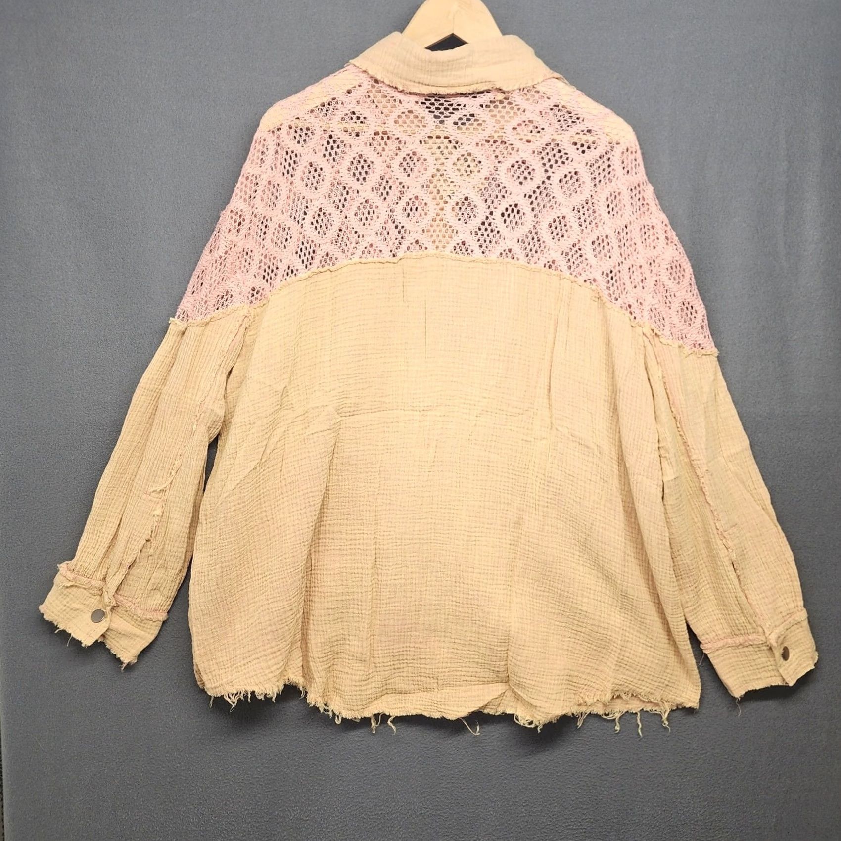 Vintage VINTAGE POL Top Womens Large Dried Peach Shirt Long Sleeve Button Up Pockets Lace Blouse Size L / US 10 / IT 46 - 2 Thumbnail