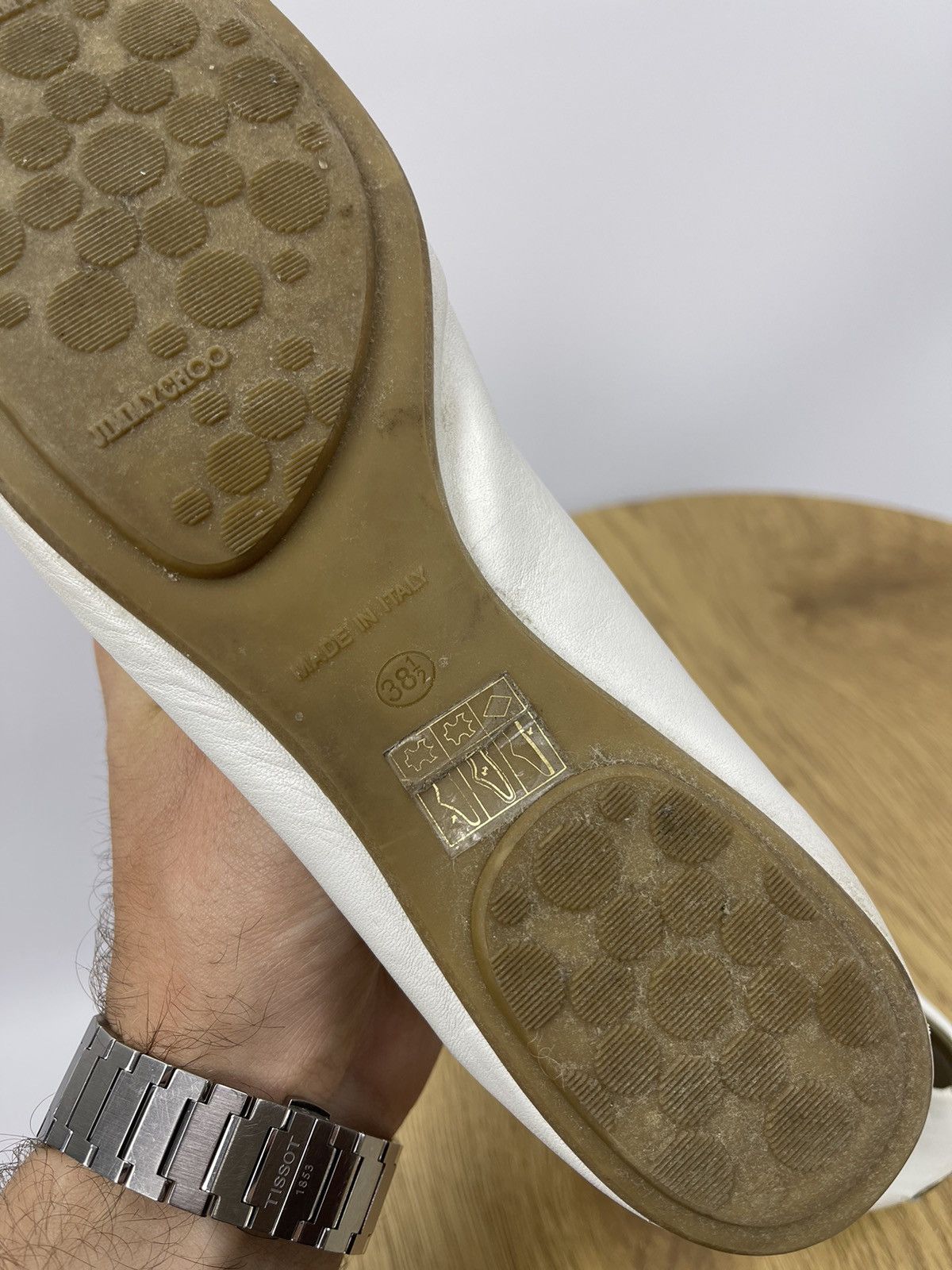 Jimmy Choo JIMMY CHOO flat pumps size 38.5 WHITE Leather ladies shoes Size US 8.5 / IT 38.5 - 8 Thumbnail