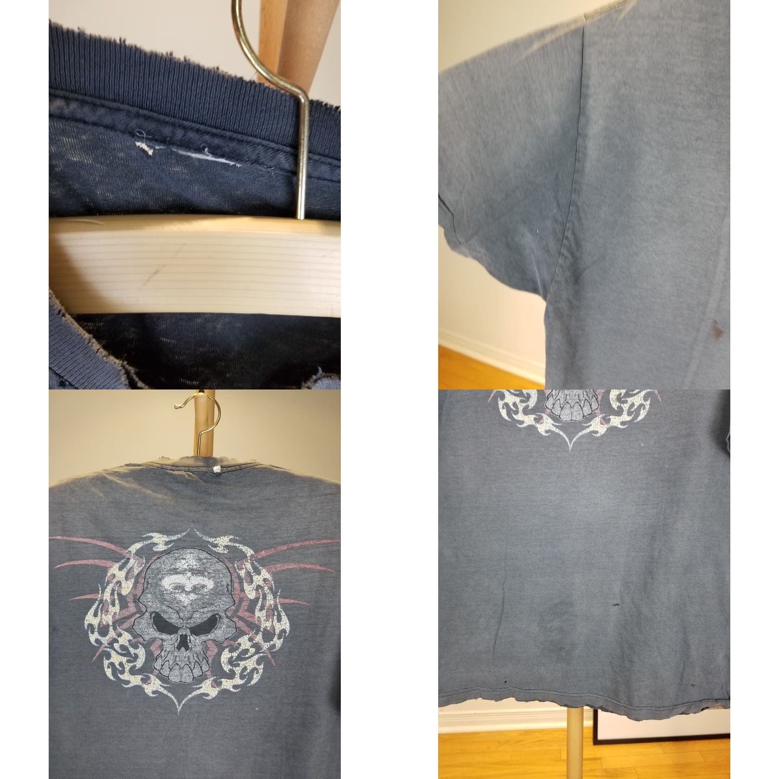 Vintage VINTAGE 90' SKULL GRUBGE SUN FADED TRASHED DISTRESSED 2 SIDE PRINT BLACK T-SHIRT RED L Size US L / EU 52-54 / 3 - 8 Thumbnail