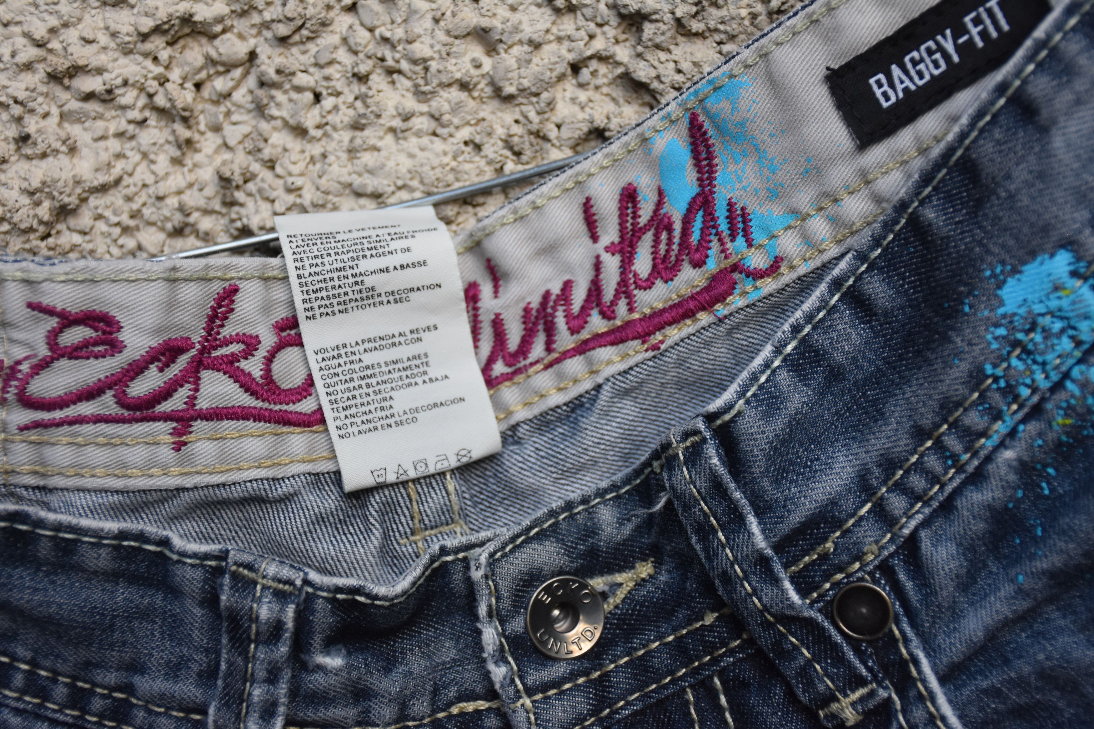 JNCO Vintage Ecko Unltd. shorts baggy pants art graffiti cash 90s Size US 32 / EU 48 - 6 Thumbnail