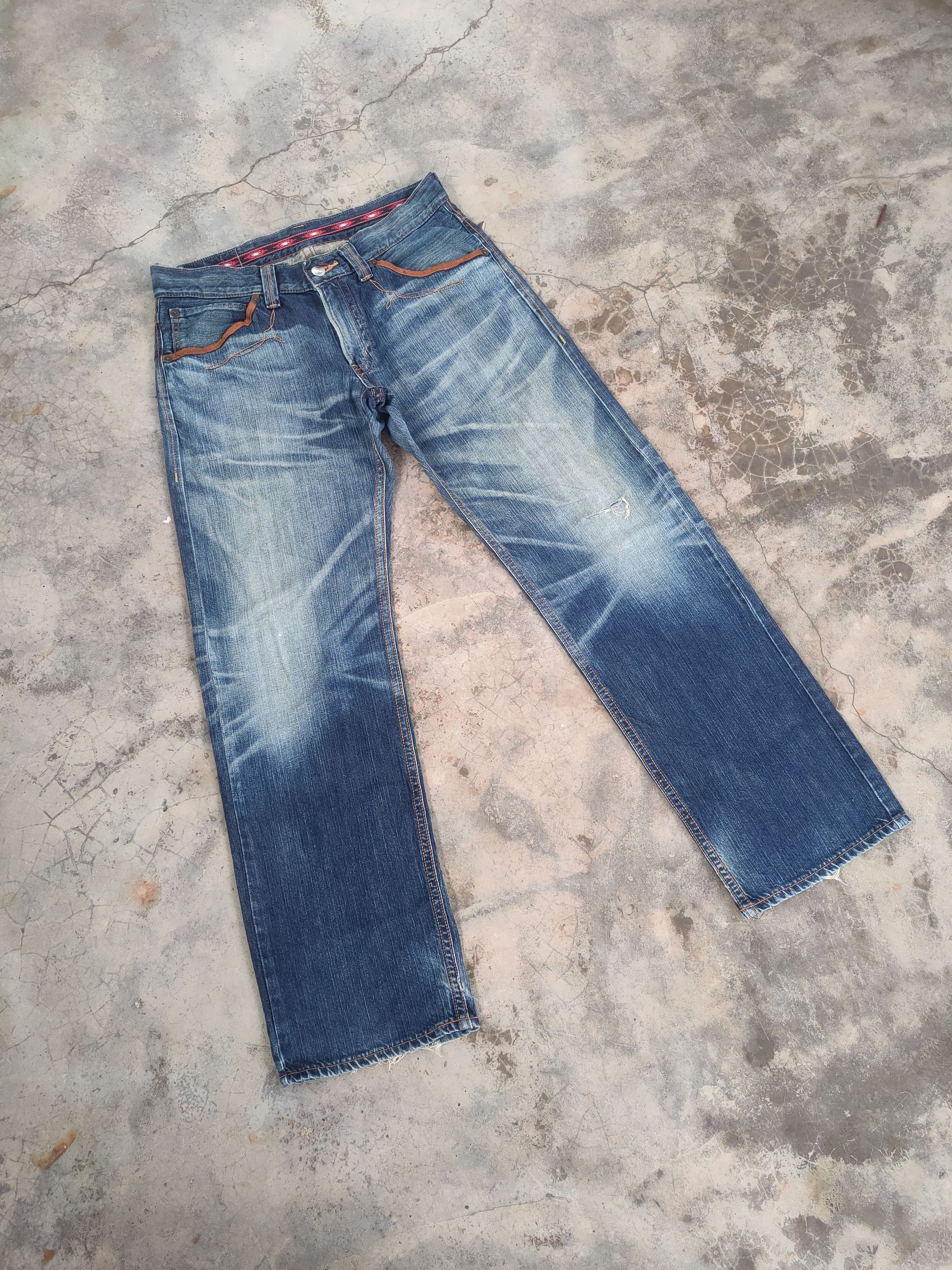 Edwin W36 VINTAGE EDWIN XV MUD WASHED RIPPED JEANS DENIM PANTS Size US 36 / EU 52 - 2 Thumbnail