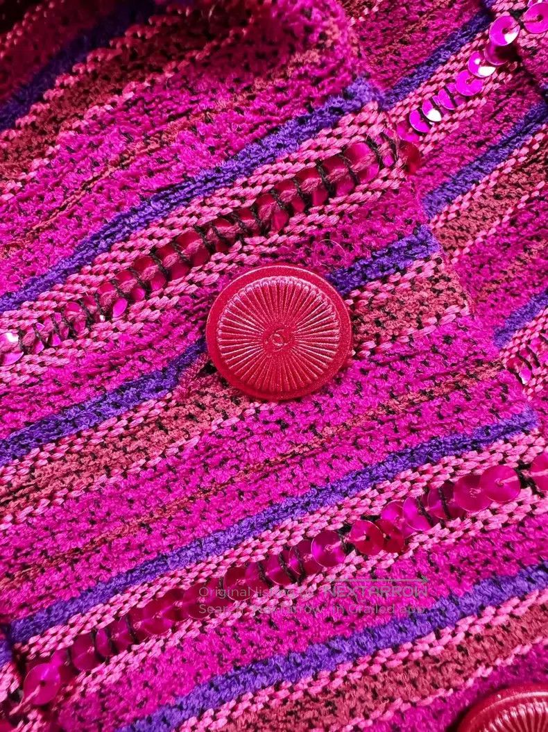 Chanel Chanel Rose-red braided sequin coat Size XXS / US 00 / IT 34 - 2 Thumbnail