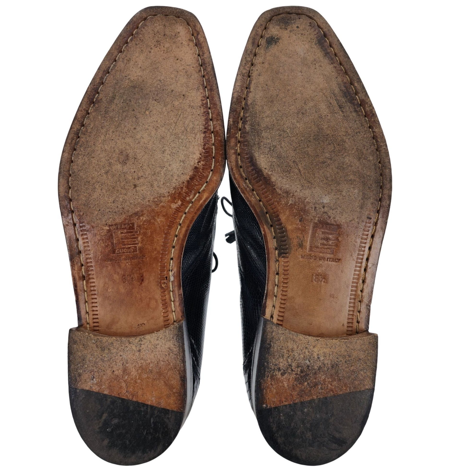 Vintage Vintage David Eden Exotic Teju Lizard Navy Blue Dress Shoes Size US 8.5 / EU 41-42 - 3 Thumbnail