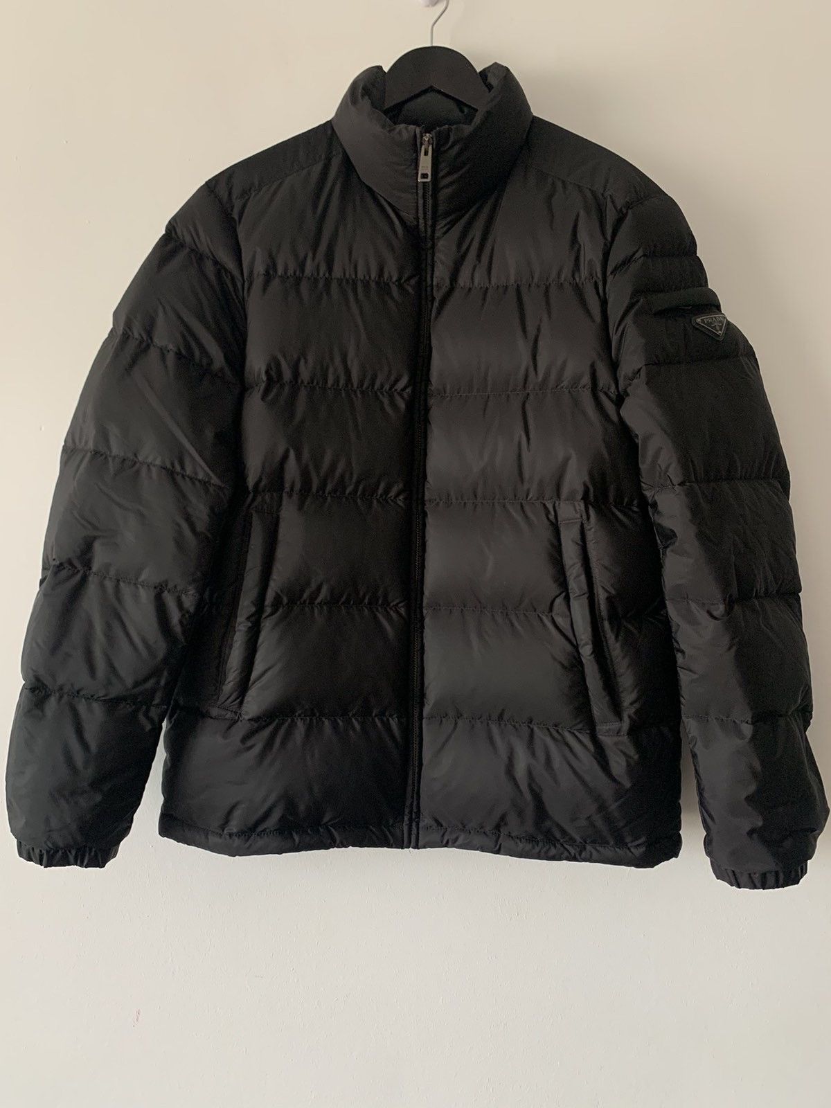 image of 2750$ Prada Black Short Puffer Jacket, Men's (Size Medium)