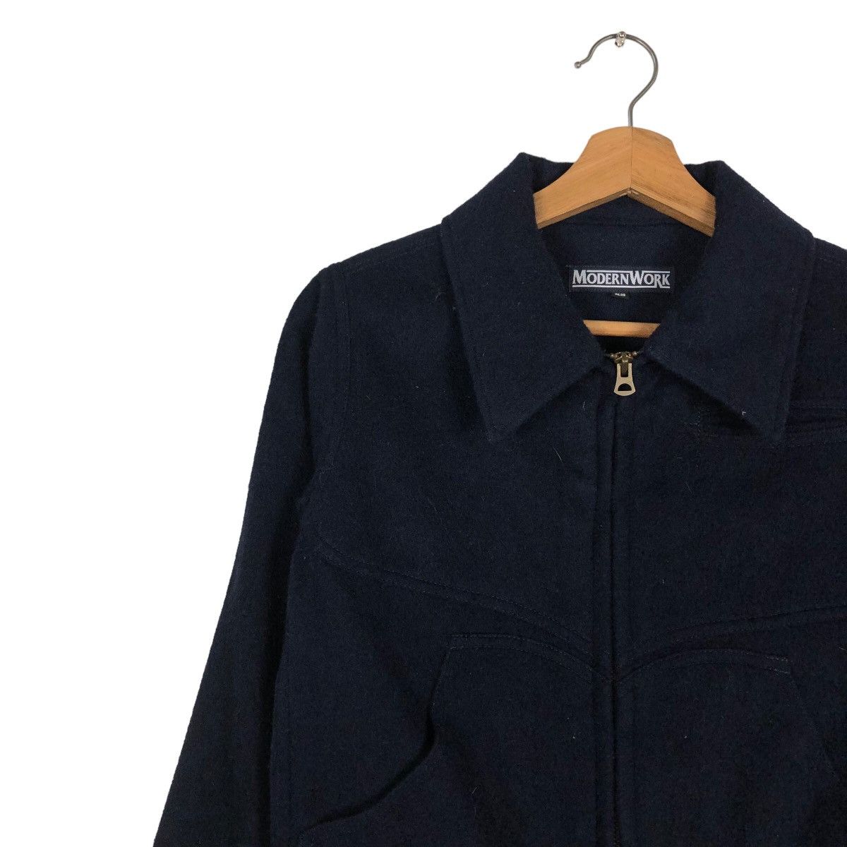 45rpm 🔥Cropped Biker Jacket Wool Indigo Modern Work Japan Made Size US XS / EU 42 / 0 - 7 Thumbnail