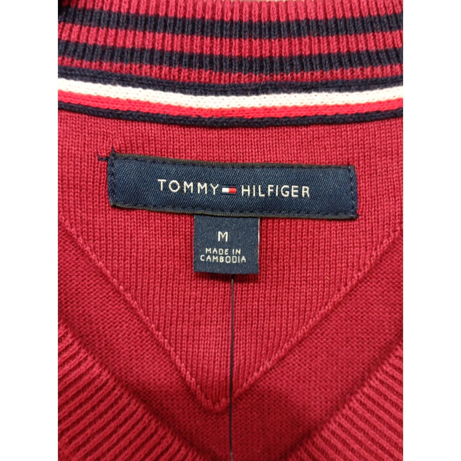 Tommy Hilfiger Tommy Hilfiger Sweater Men M Red Logo V-Neck NWT Signature Pullover Cotton Size US M / EU 48-50 / 2 - 3 Thumbnail