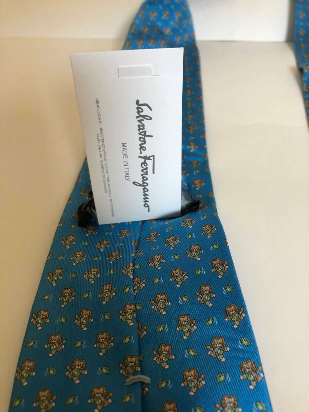 Salvatore Ferragamo Salvatore Ferragamo Sky Blue Teddy Bear Silk Tie Italy Size ONE SIZE - 9 Thumbnail
