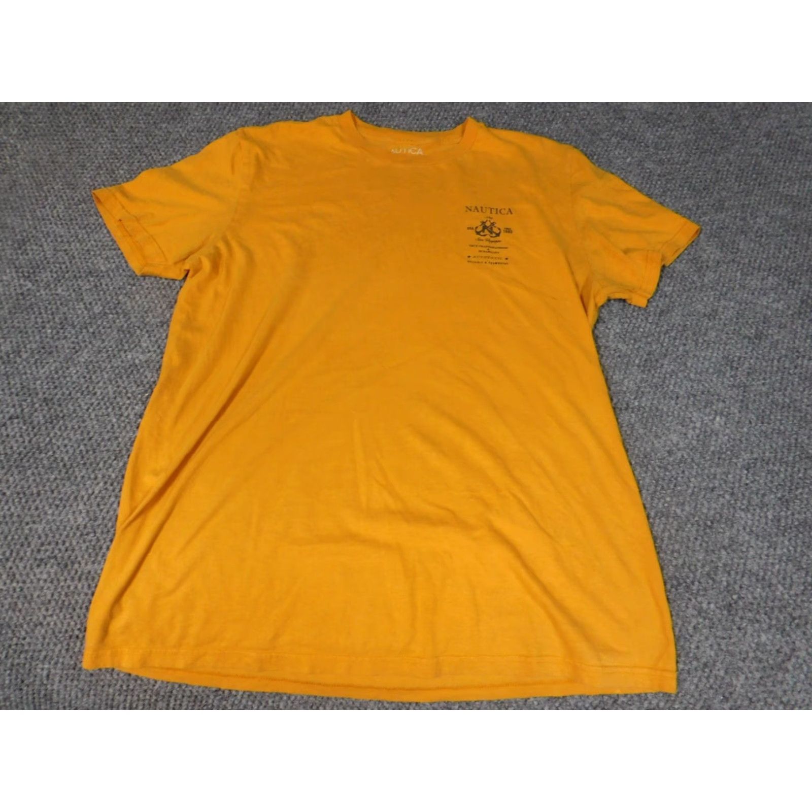 Nautica Nautica Shirt T-Shirt Mens L Yellow Short Sleeve Crew Neck Logo Cotton Blend, Polyester Classic All Seasons, Regular Fit, Navy? Wait, yellow. Size US L / EU 52-54 / 3 - 2 Thumbnail