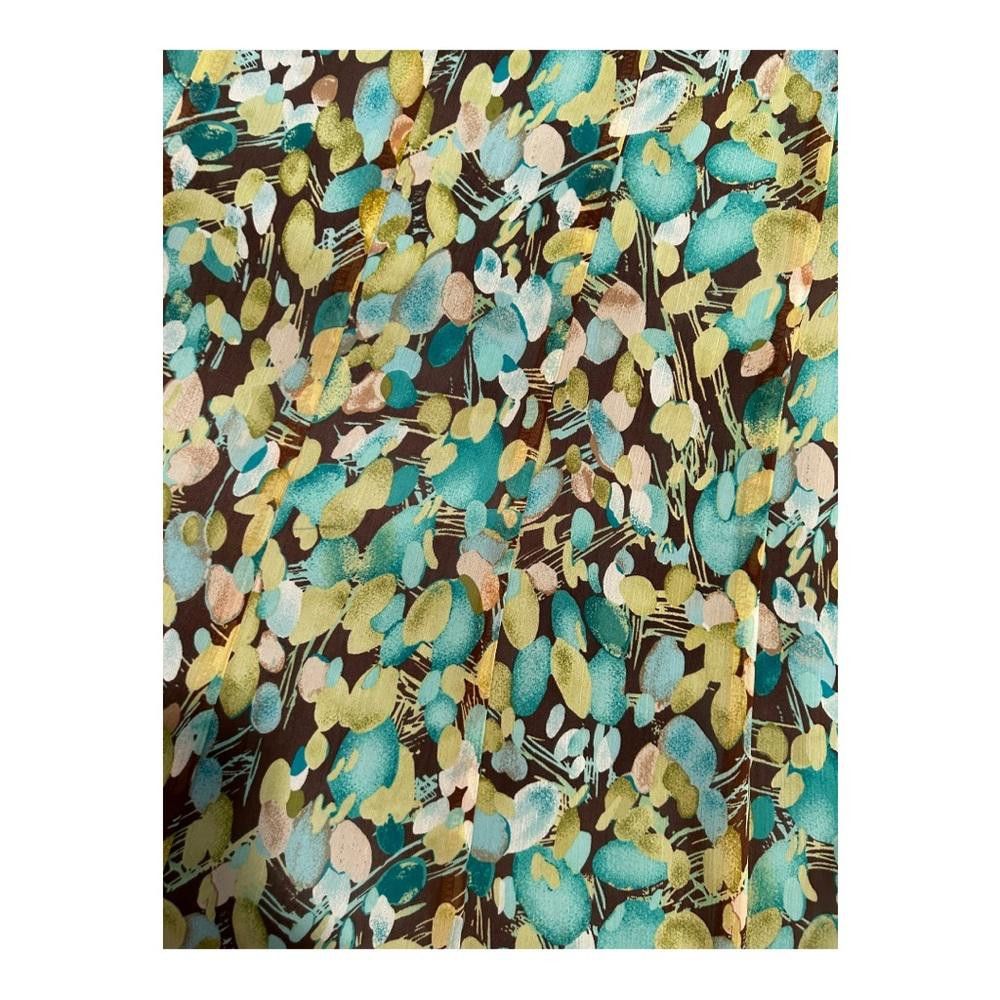 Designer Vintage Floral Midi Skirt W Brown Trim Size 10 Size 32" / US 10 / IT 46 - 5 Thumbnail