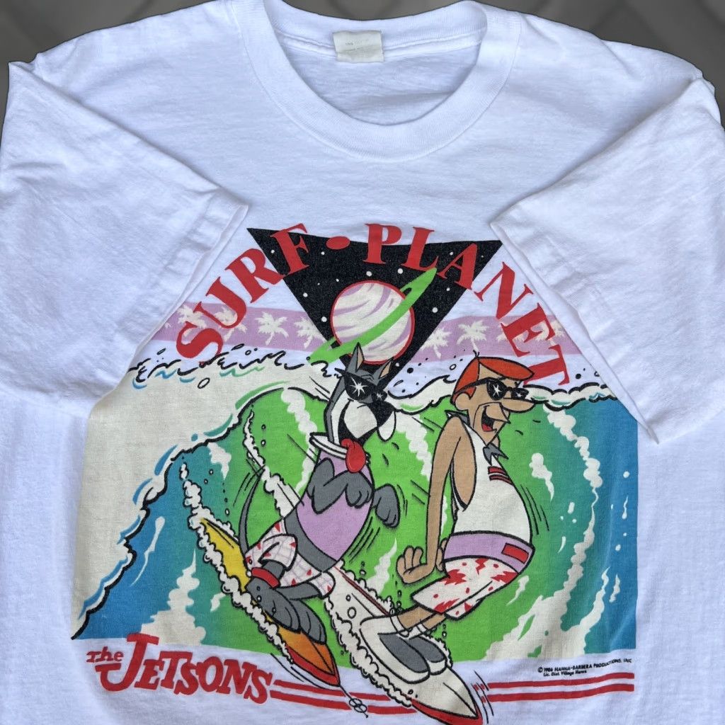 VINTAGE 80s The Jetsons Cartoon T-Shirt Men's Medium White Graphic