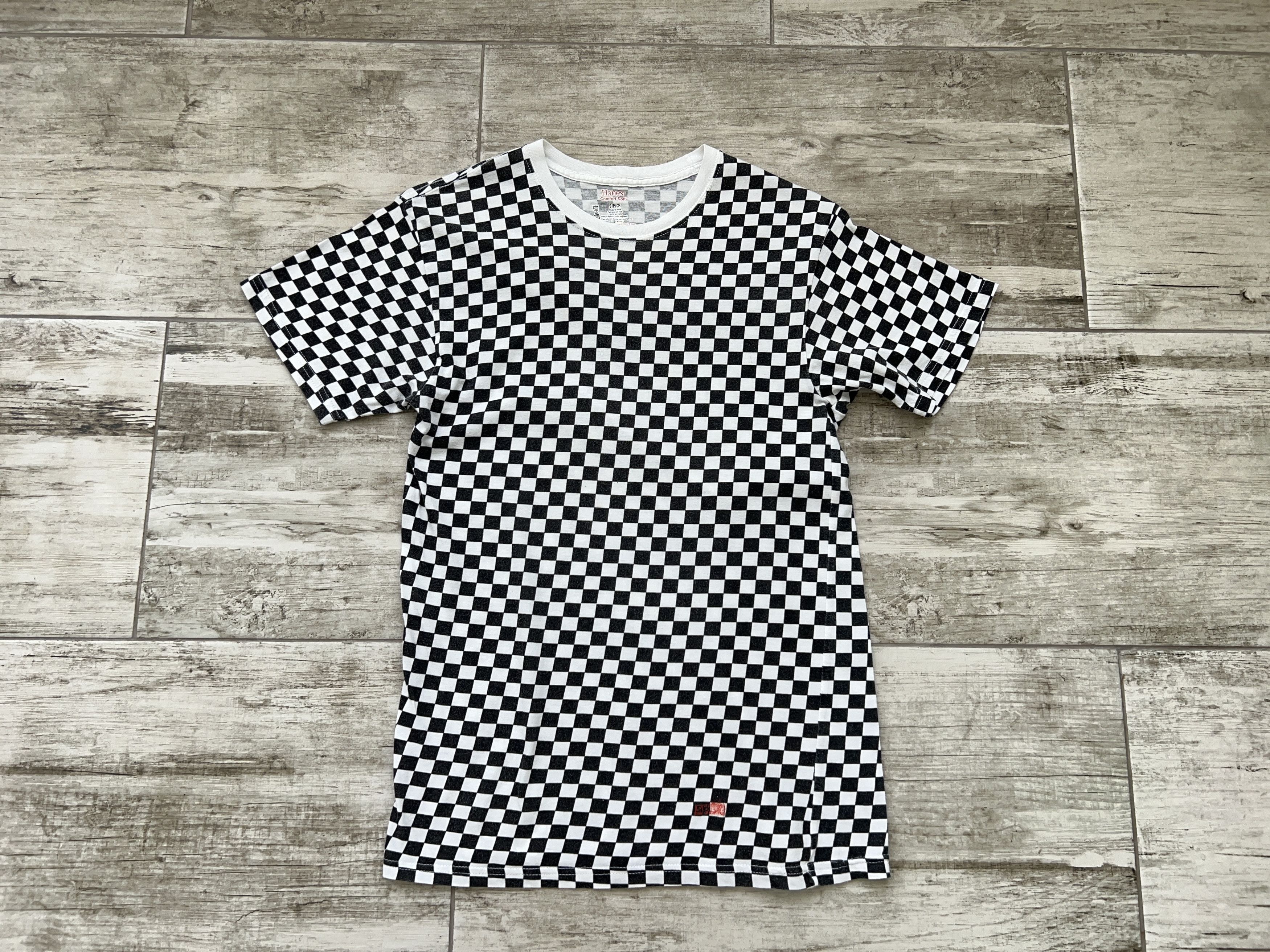 Supreme Mens Hanes White Black Check Cotton T Shirt Tee Size S Size US S / EU 44-46 / 1 - 1 Thumbnail