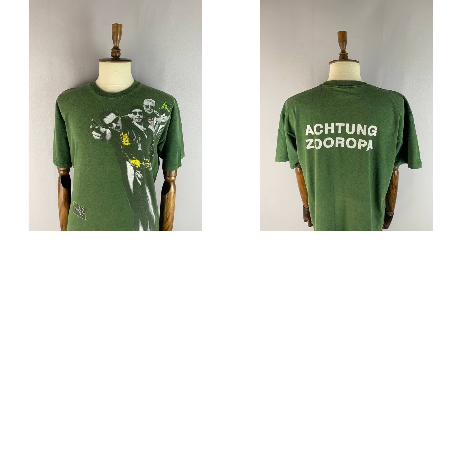 Vintage Vintage Screen Stars Mens U2 Zooropa Graphic Shirt Size XL Green Short Sleeve Size US XL / EU 56 / 4 - 10 Thumbnail