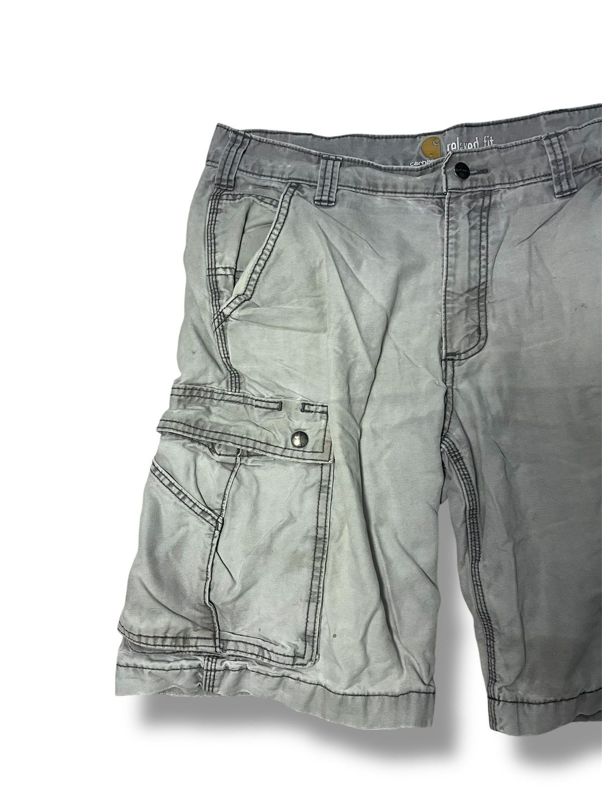Carhartt 34 Gray Relaxed Fit Rugged Canvas Cargo Shorts 100277 Size US 34 / EU 50 - 3 Thumbnail