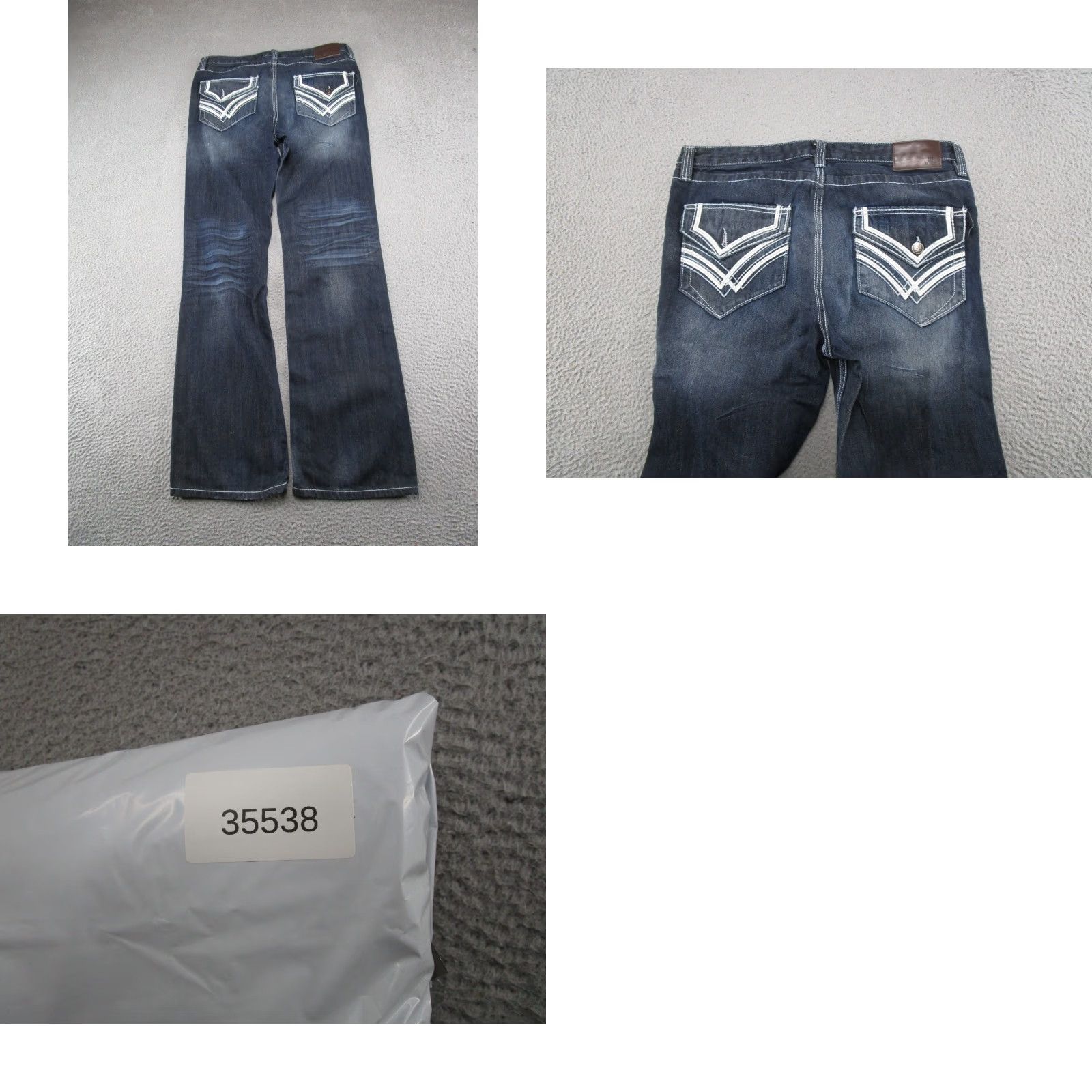 Denime CJ Black Jeans Mens Dark Wash Blue Denim Straight Leg Flap Pockets Size 34x34 Size US 34 / EU 50 - 9 Thumbnail