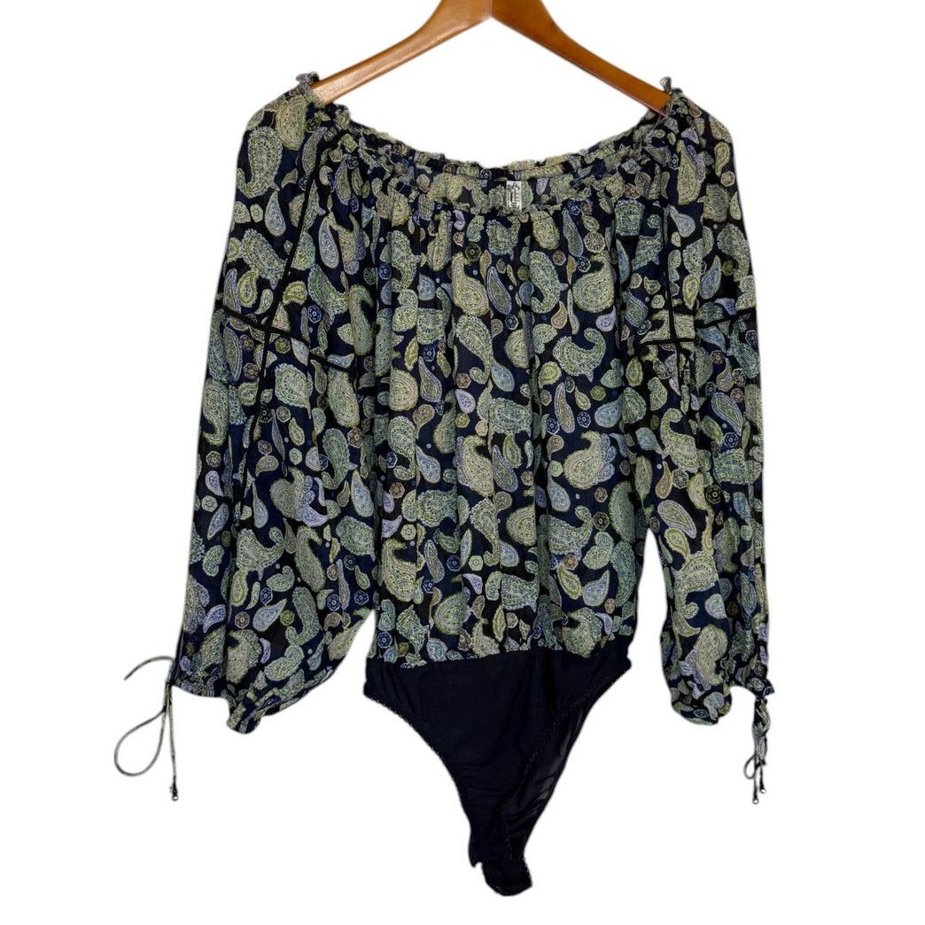 Free People Free People Bodysuit Women XS Navy Blue Sundown Paisley Boho Size XS / US 0-2 / IT 36-38 - 1 Thumbnail
