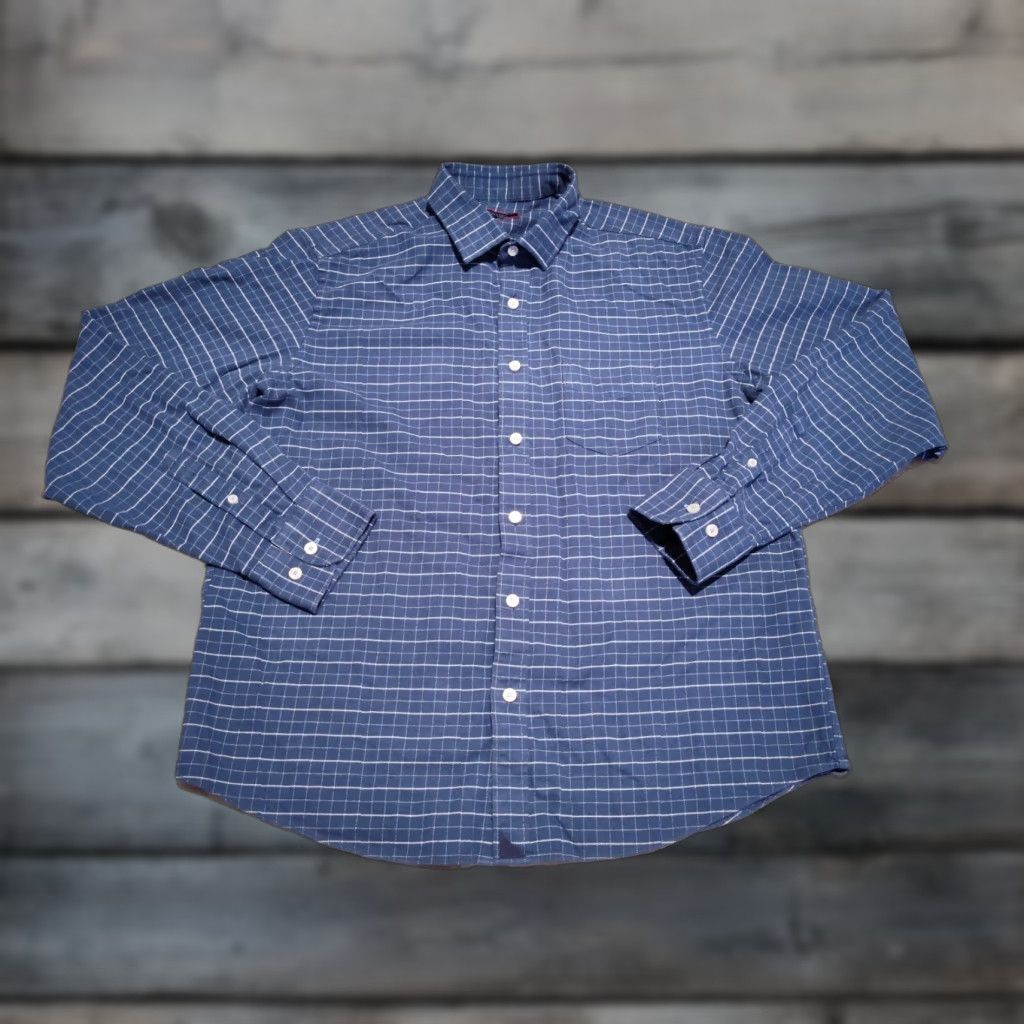 UNTUCKit VINTAGE UNTUCKit Men's Flannel Shirt Long Sleeve Casual Button-Up Blue White 90s Mens Size US L / EU 52-54 / 3 - 1 Thumbnail