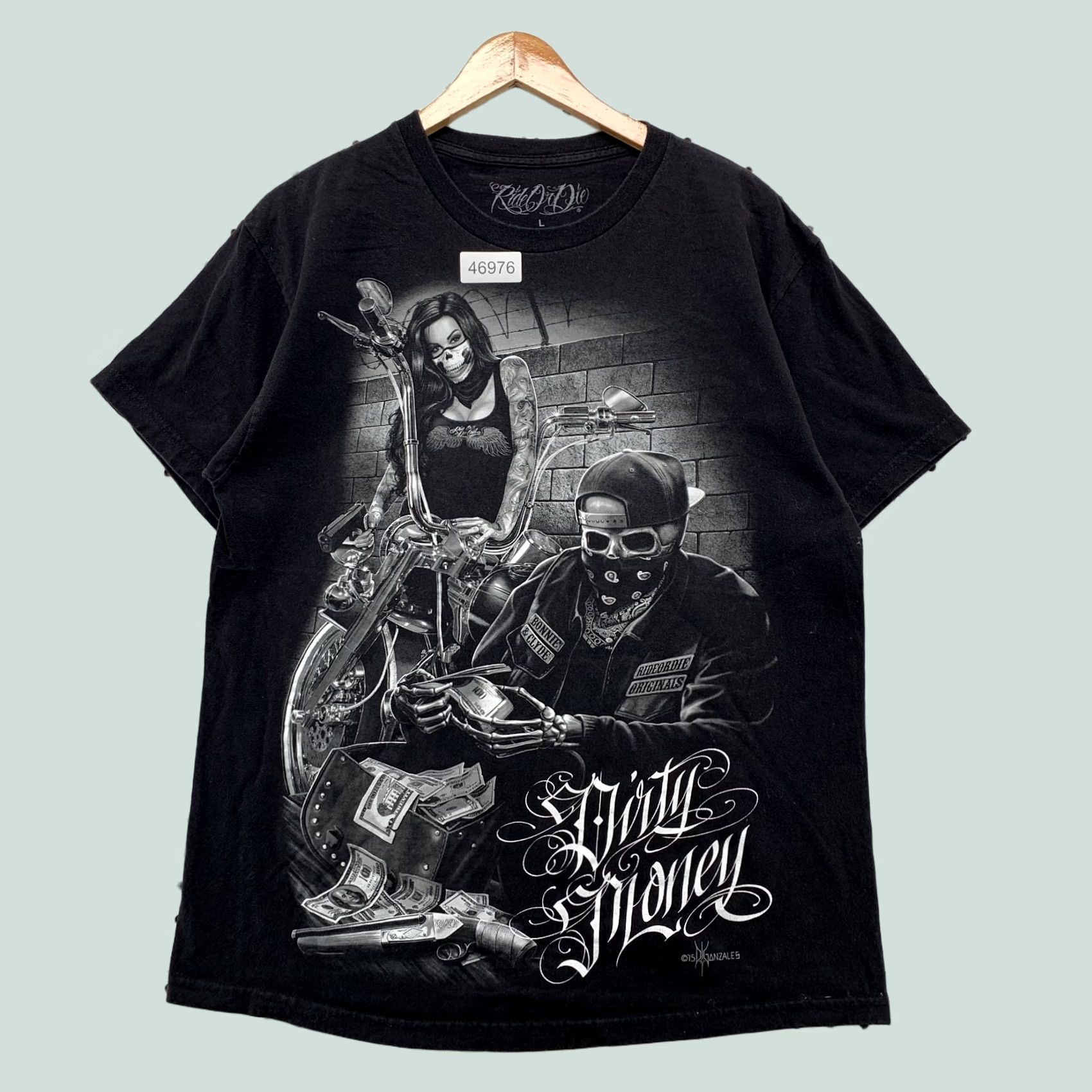 Vintage Ride Or Die T Shirt Mens L Black Graphic Short Sleeve Size US L / EU 52-54 / 3 - 1 Thumbnail