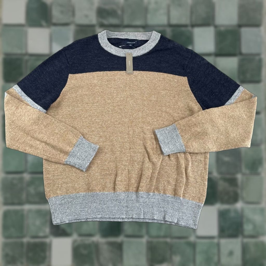 J.Crew J.CREW Sweater Men XL Multi ColorBlock Wool Blend Crew Neck Long Sleeve Prep NWT Size US XL / EU 56 / 4 - 1 Thumbnail