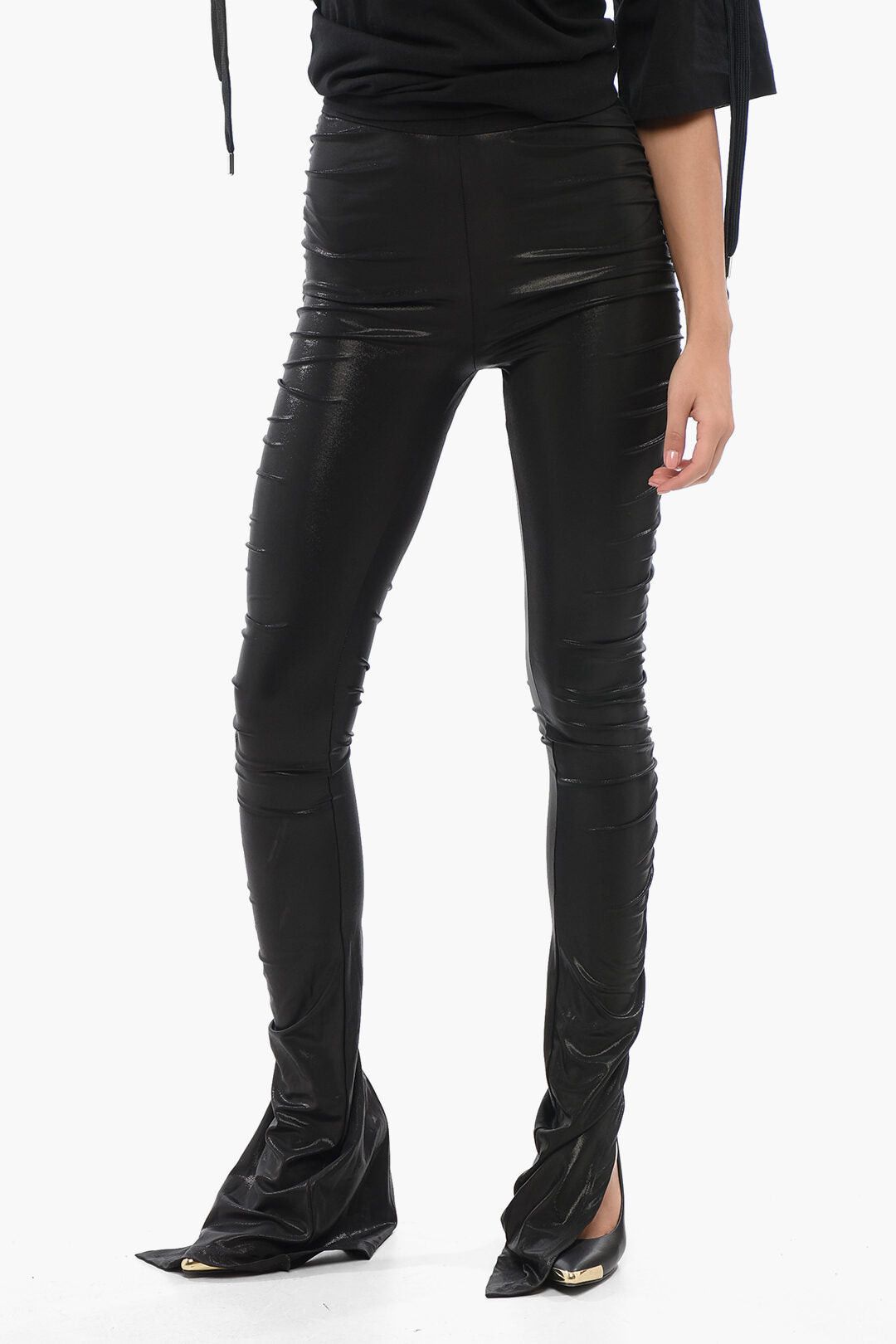 Rick Owens Lurex High-Waist Trousers with Gathered Detail Size 27" / US 4 / IT 40 - 1 Thumbnail