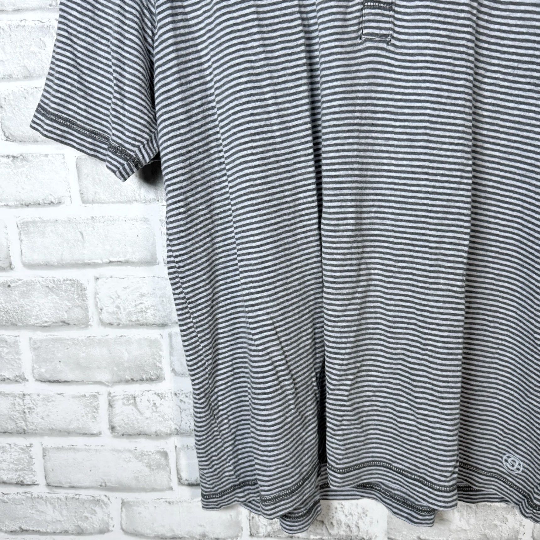 Gramicci VINTAGE Gramicci Polo Shirt Striped Mens L Blue Hemp Cotton Blend Regular Fit Size US L / EU 52-54 / 3 - 3 Thumbnail