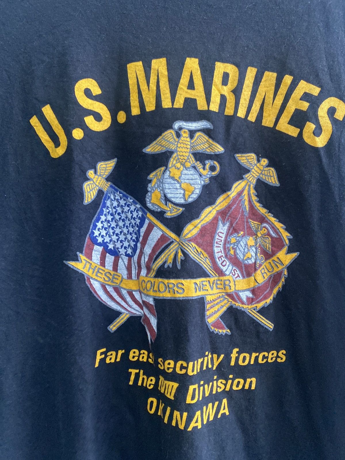 Vintage Vintage 80s US Marines III Division Okinawa Single Stitch Size US S / EU 44-46 / 1 - 5 Thumbnail