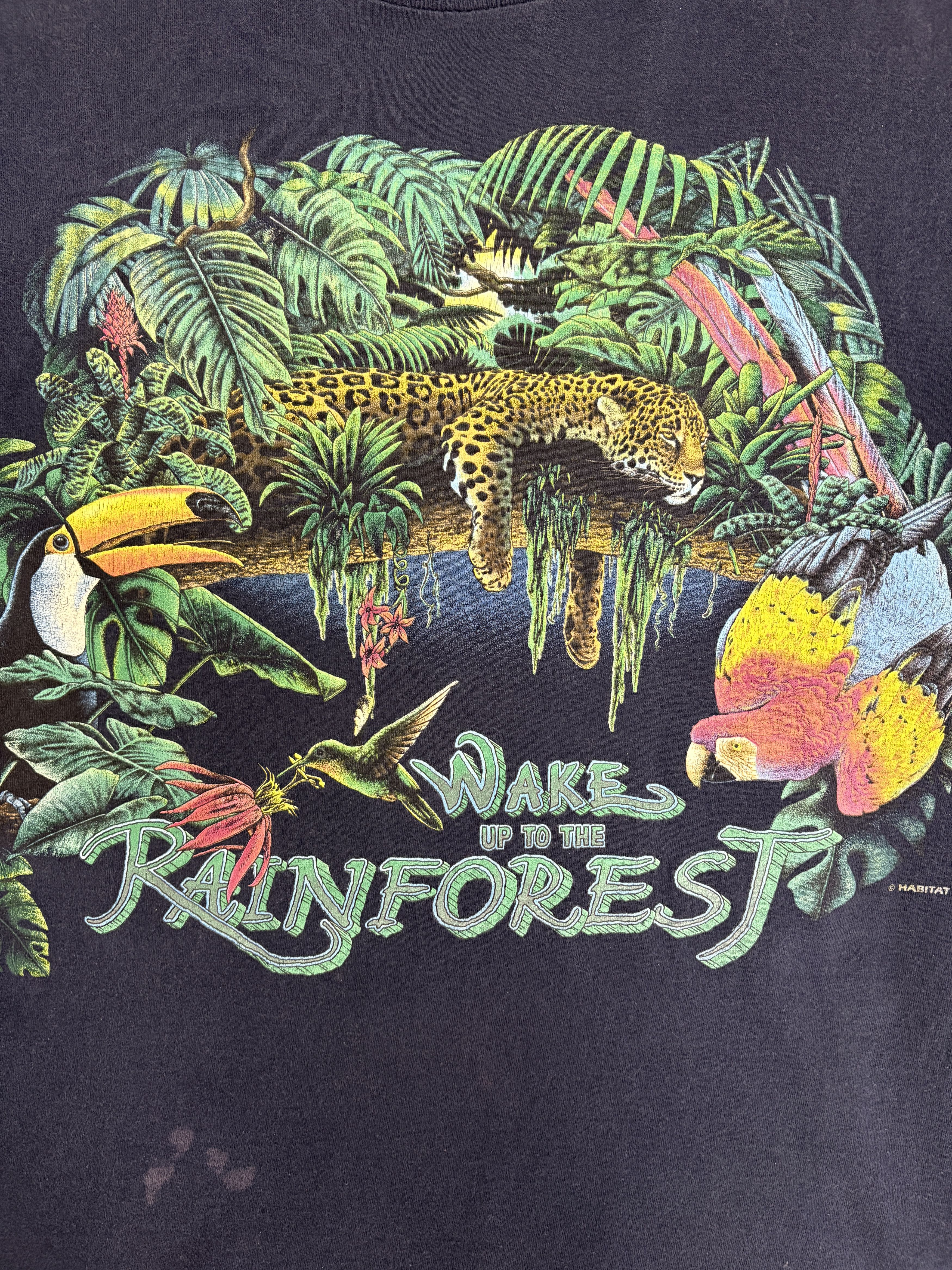Vintage Wake Up To The Rainforest Vintage Blue T-Shirt Tee Size US M / EU 48-50 / 2 - 2 Thumbnail