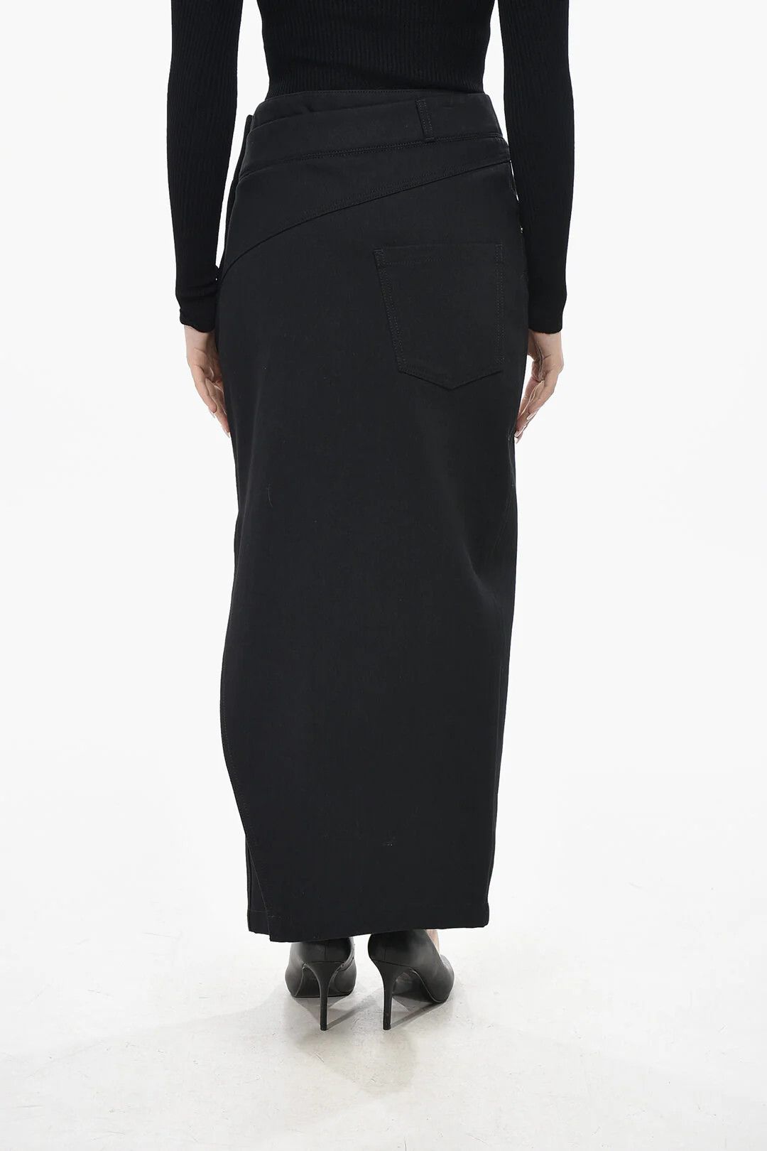 Loewe og1mm0426 Cotton Unstructured Pencil Skirt in Black Size 30" / US 8 / IT 44 - 2 Thumbnail