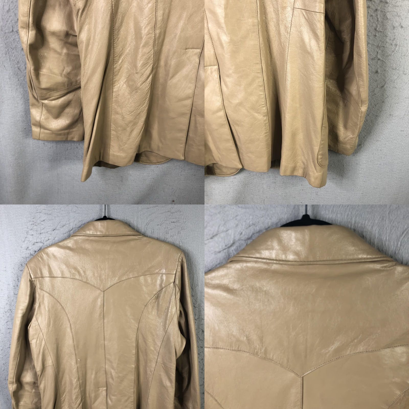 Vintage Continental Blazer Mens 44 Beige Leather Western Sport Coat Two-Button USA Size 44R - 9 Thumbnail