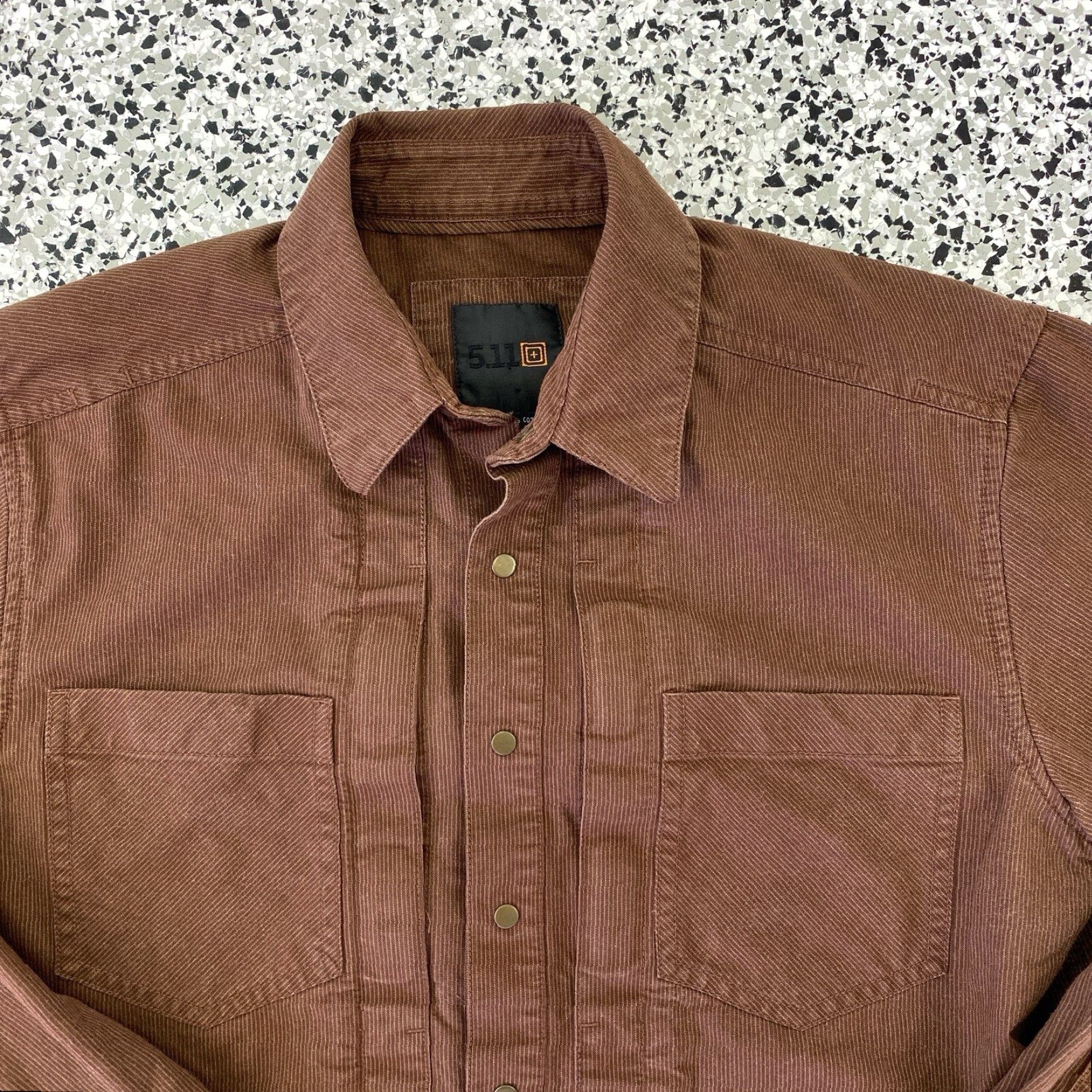 Vintage 5.11 Tactical Button-Up Shirt Mens S Small Brown Knit Cotton Blend Pocket Plaid Camouflage? No, keep consistent: Size US S / EU 44-46 / 1 - 2 Thumbnail